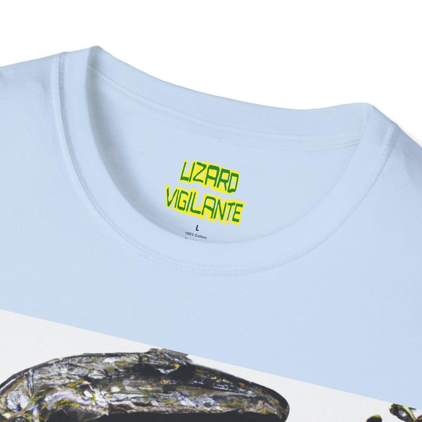 Lizard Vigilante Over Revolver Unisex Softstyle T-Shirt - Lizard Vigilante