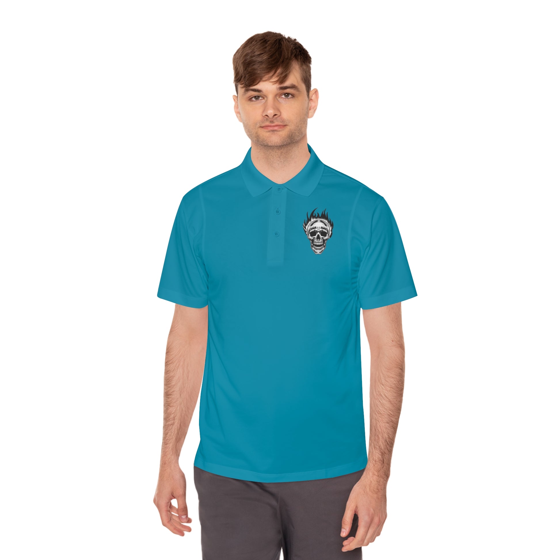 Skull Flame Men's Sport Polo Shirt - Lizard Vigilante