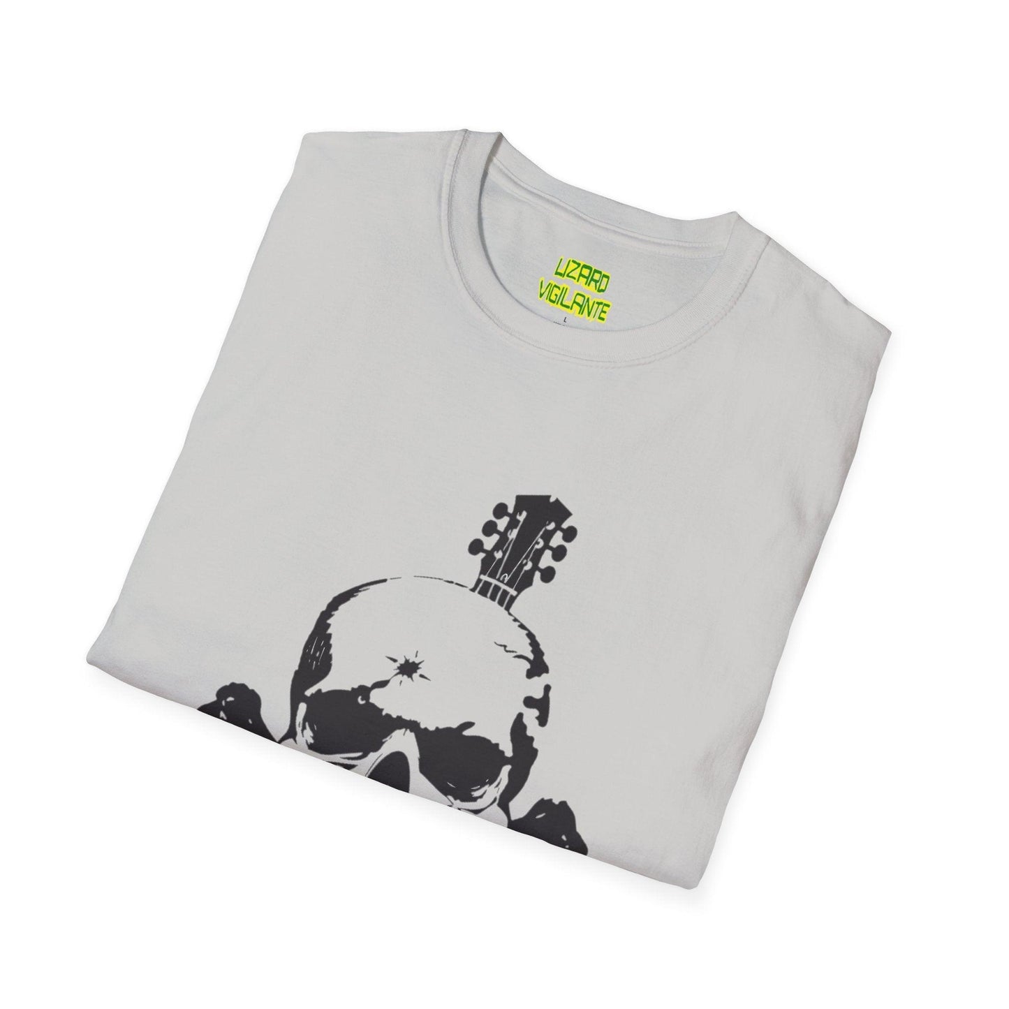 Guitar Skull Cross Bones Unisex Softstyle T-Shirt - Premium T-Shirt from Printify - Just $26.38! Shop now at Lizard Vigilante