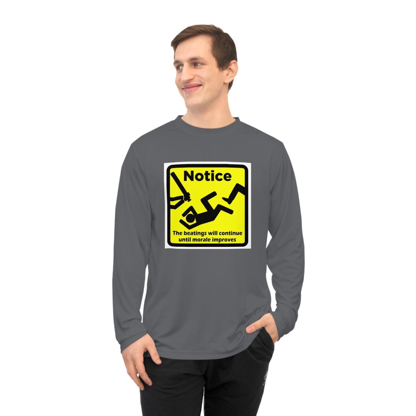 Notice The Beatings Will Continue Until Morale Improves Unisex Performance Long Sleeve Shirt - Lizard Vigilante