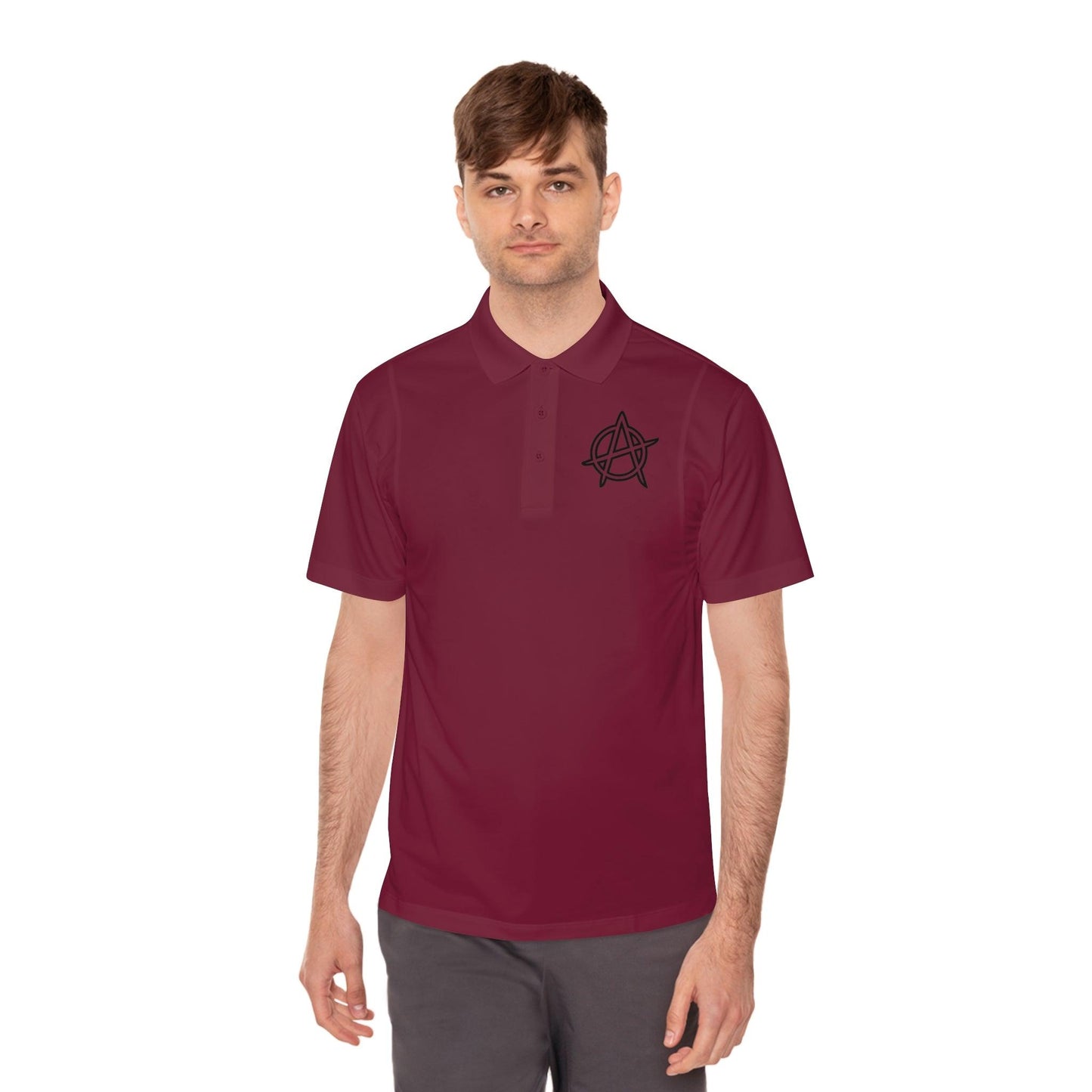 Men's Anarchy Symbol Sport Polo Shirt - Premium T-Shirt from Printify - Just $52.34! Shop now at Lizard Vigilante