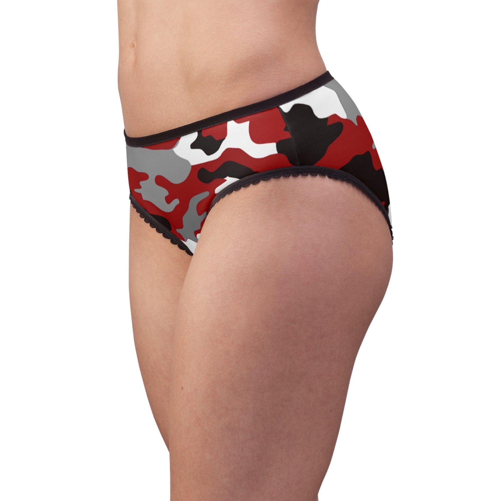 Black Red Grey White Camo Women's Briefs - Lizard Vigilante