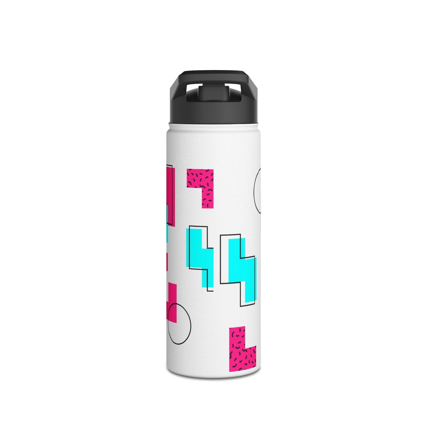 80s Geometric Stainless Steel Water Bottle, Standard Lid, 3 Sizes - Lizard Vigilante