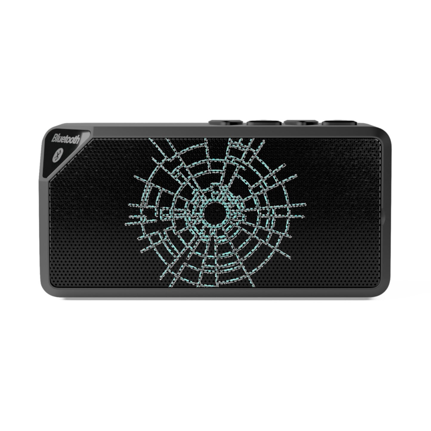Bluetooth Speaker with Teal Geometric Burst Design