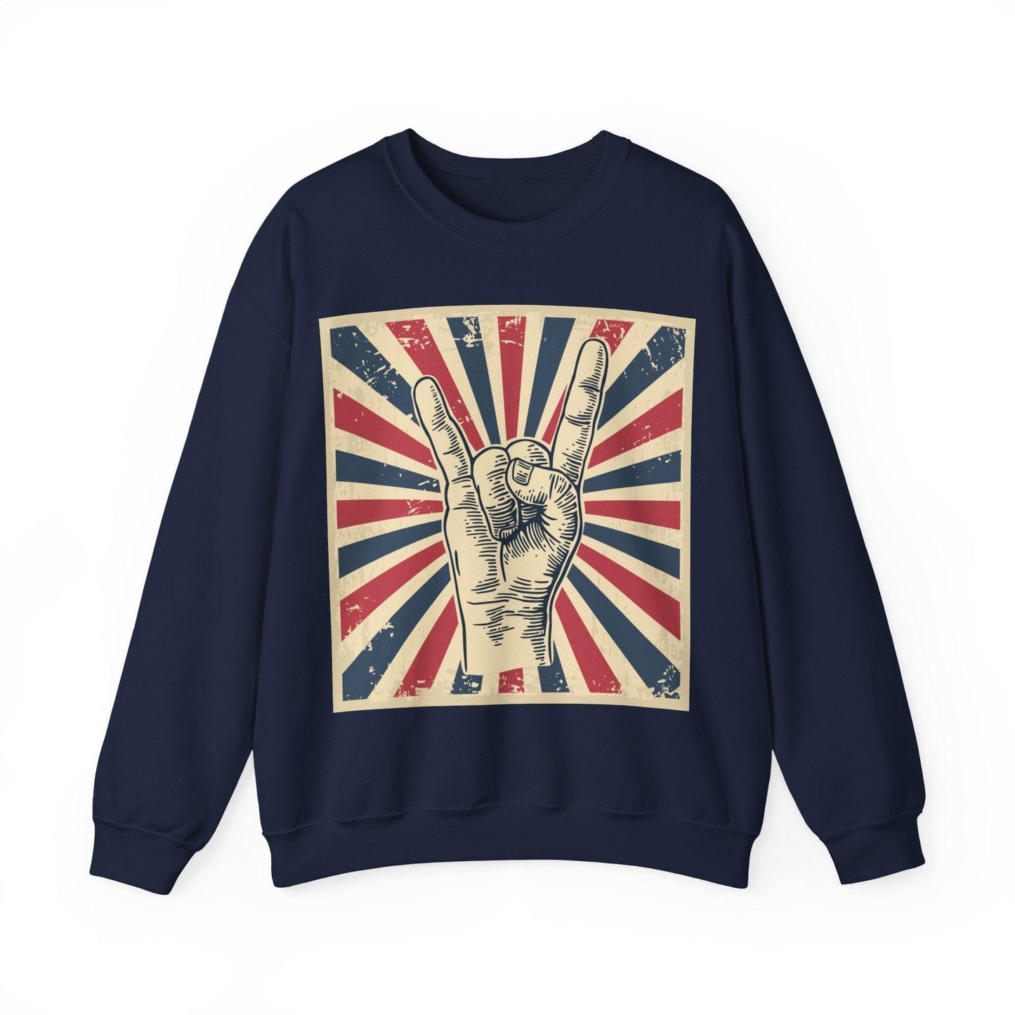 Patriotic Rock On Unisex Heavy Blend™ Crewneck Sweatshirt - Lizard Vigilante