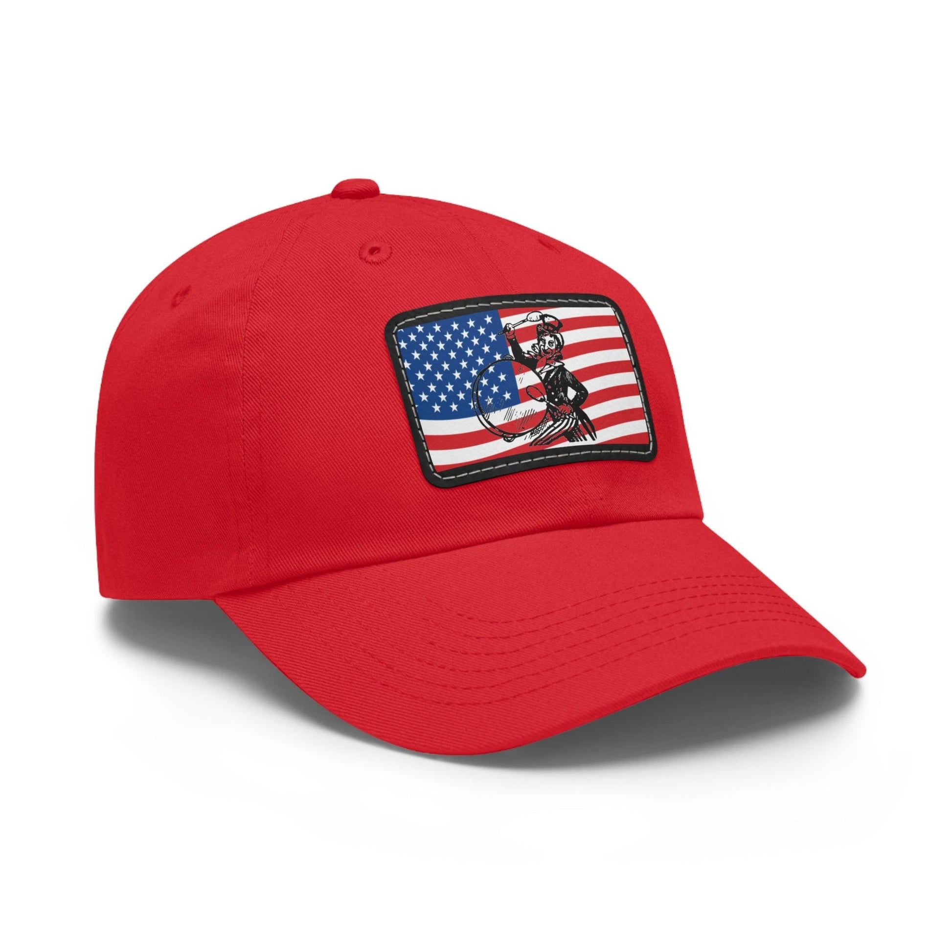 American Flag With Uncle Sam Drummer Dad Hat with Leather Patch (Rectangle) - Lizard Vigilante