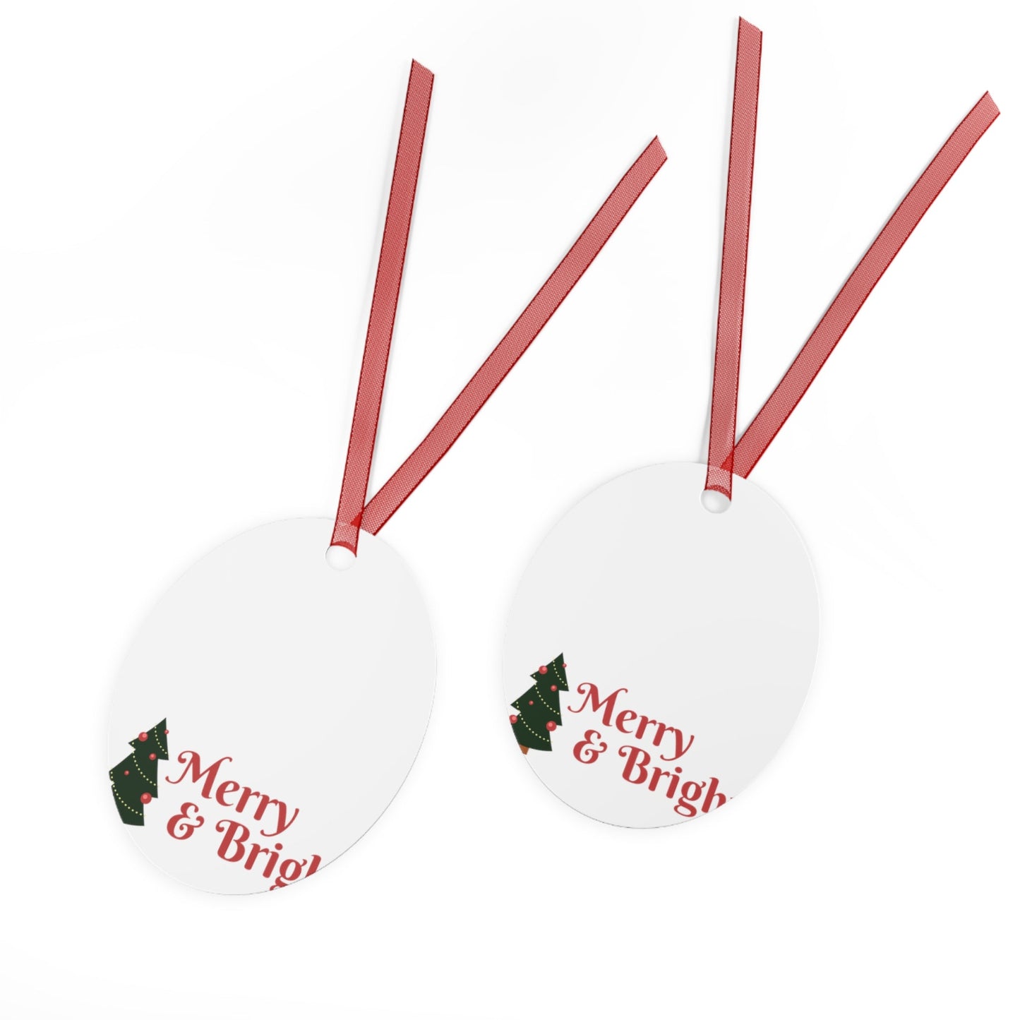 Merry & Bright Christmas Tree Metal Ornaments - Lizard Vigilante
