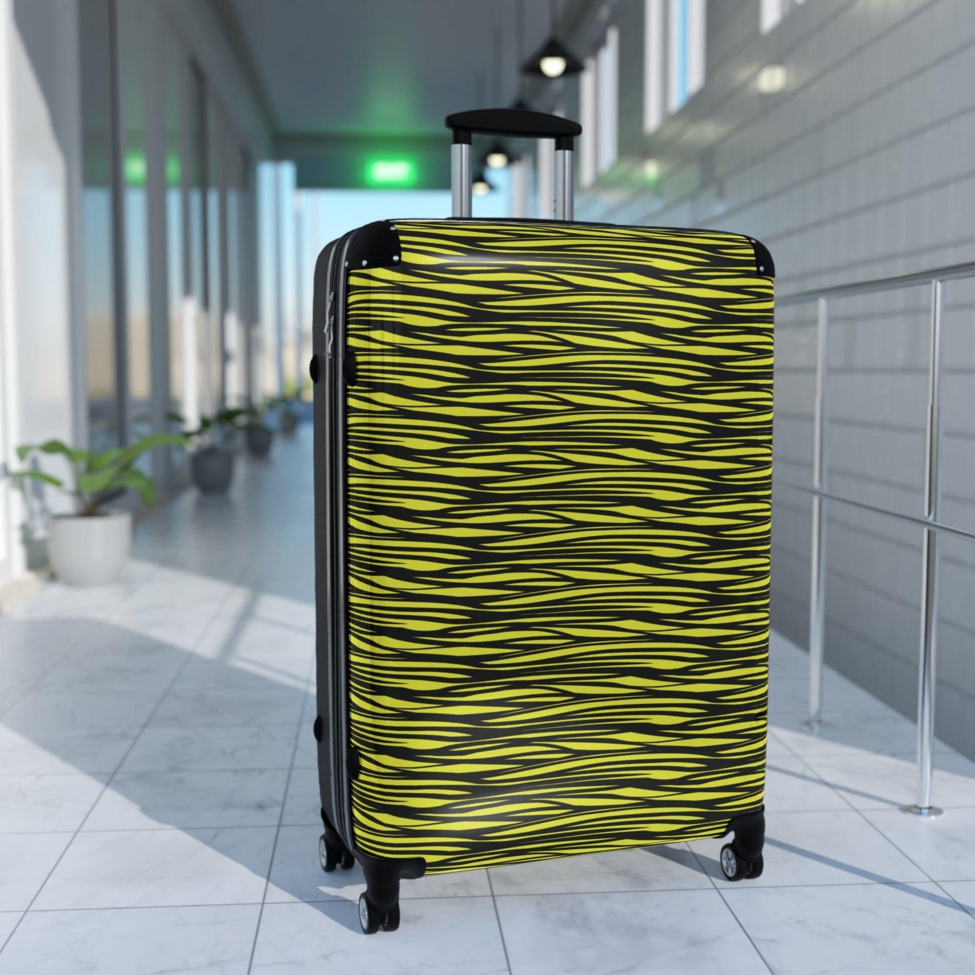 Black Yellow Camo Lines Suitcase - Lizard Vigilante