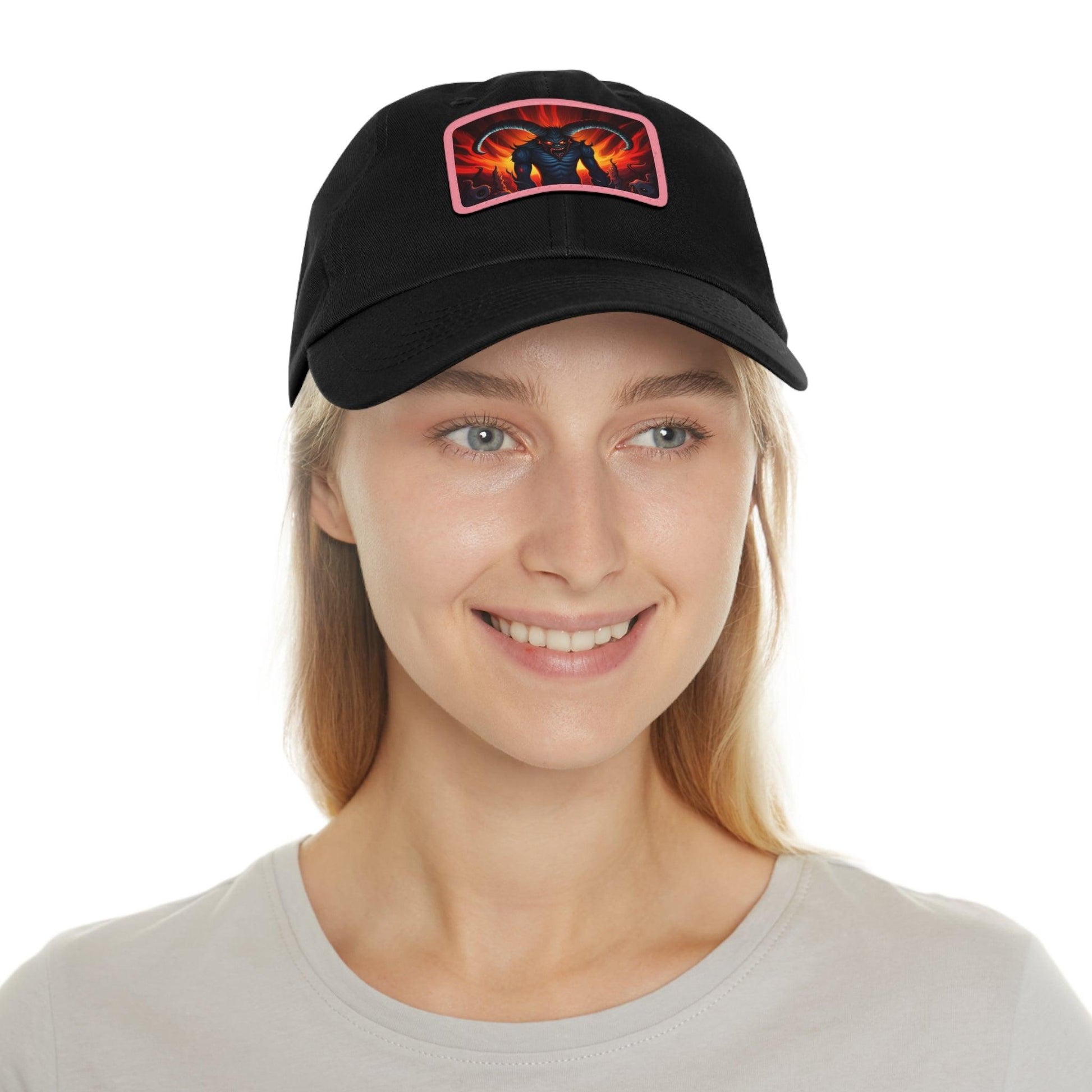 Horny Devil Dad Hat with Leather Patch (Rectangle) - Lizard Vigilante