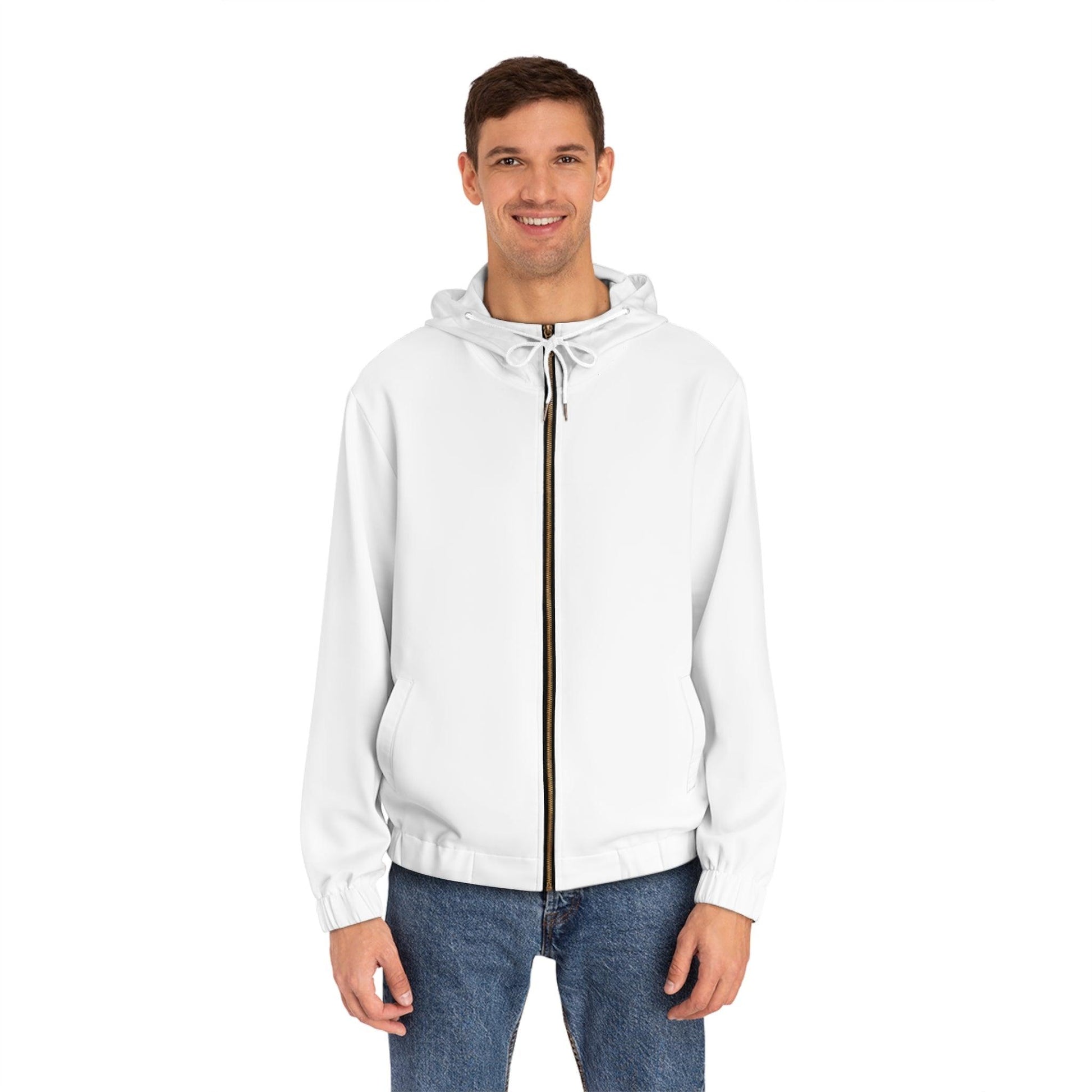 White Men's Full-Zip Hoodie - Lizard Vigilante