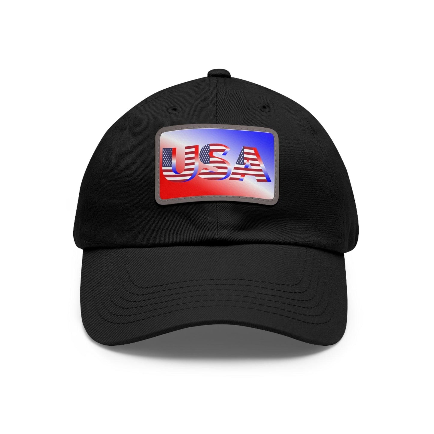 USA Red, White, and Blue Dad Hat with Leather Patch (Rectangle) - Lizard Vigilante