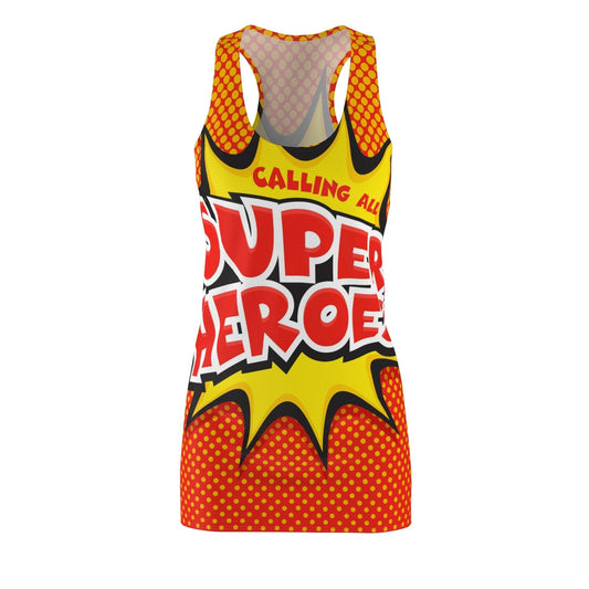 Calling All Super Heroes Women's Cut & Sew Racerback Dress (AOP) - Lizard Vigilante