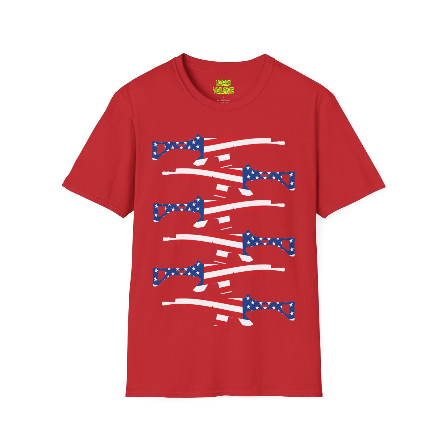 American Flag Guns Unisex Softstyle T-Shirt - Lizard Vigilante