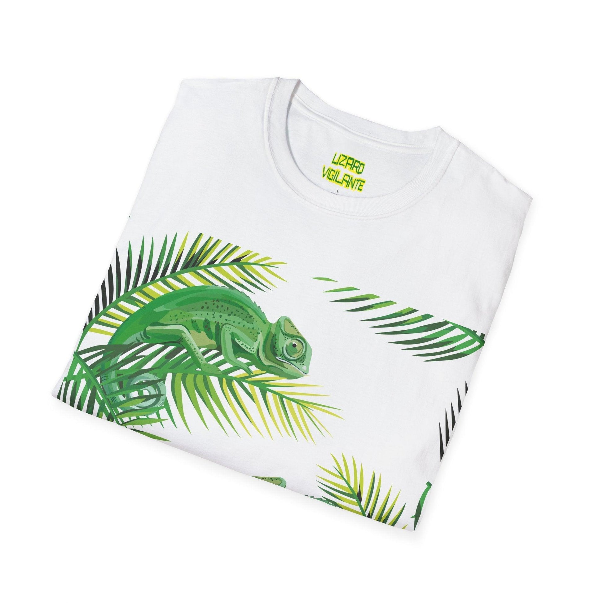 Chameleons on Banana Leaves Unisex Softstyle T-Shirt - Lizard Vigilante