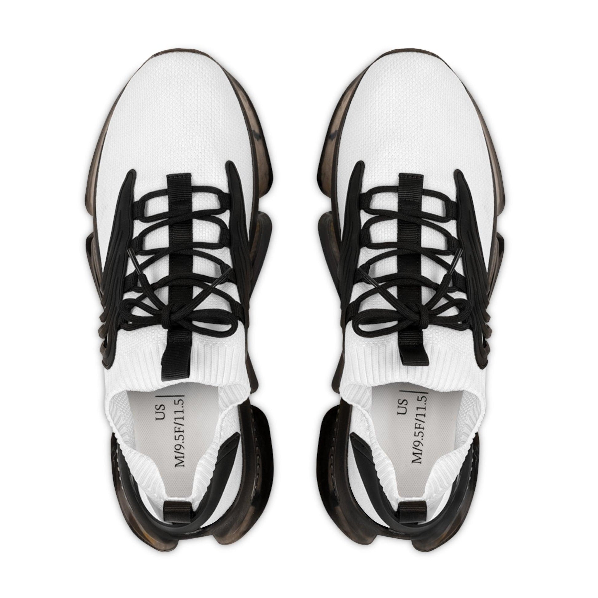 Men's Mesh Sneakers - White with Black Soles - Lizard Vigilante