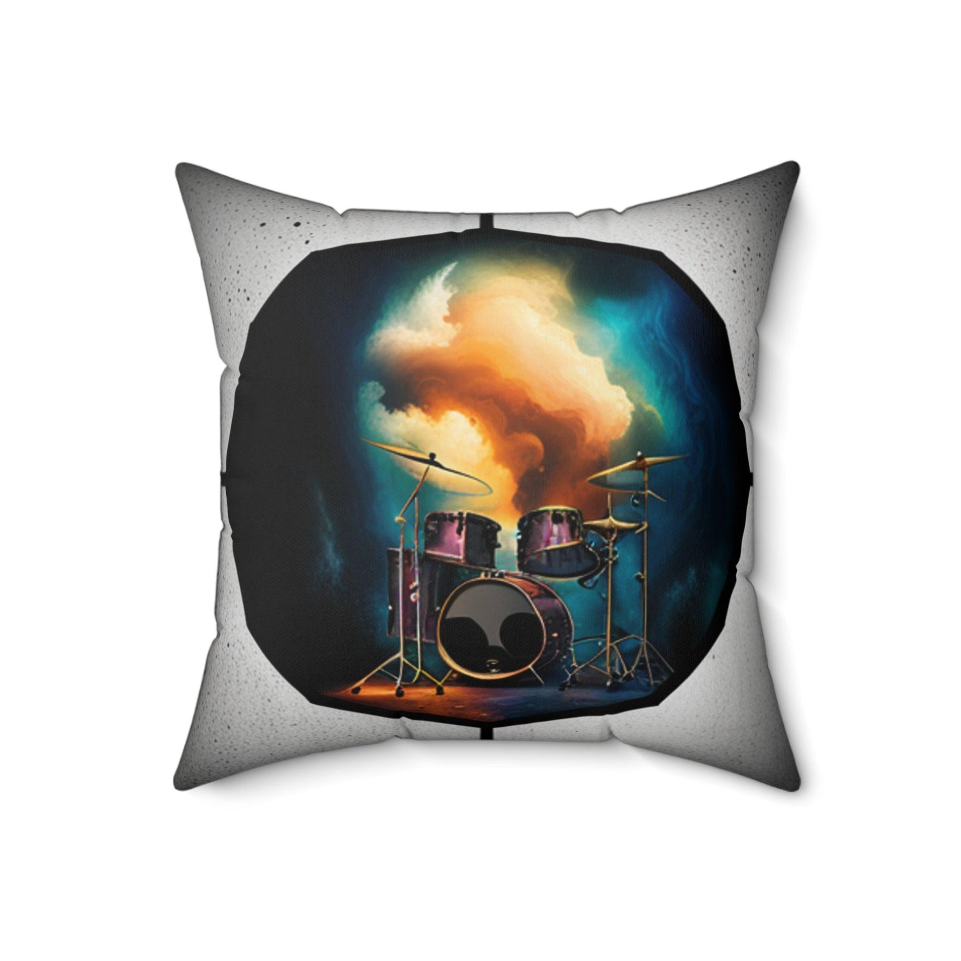 Concert Drums Spun Polyester Square Pillow - Lizard Vigilante