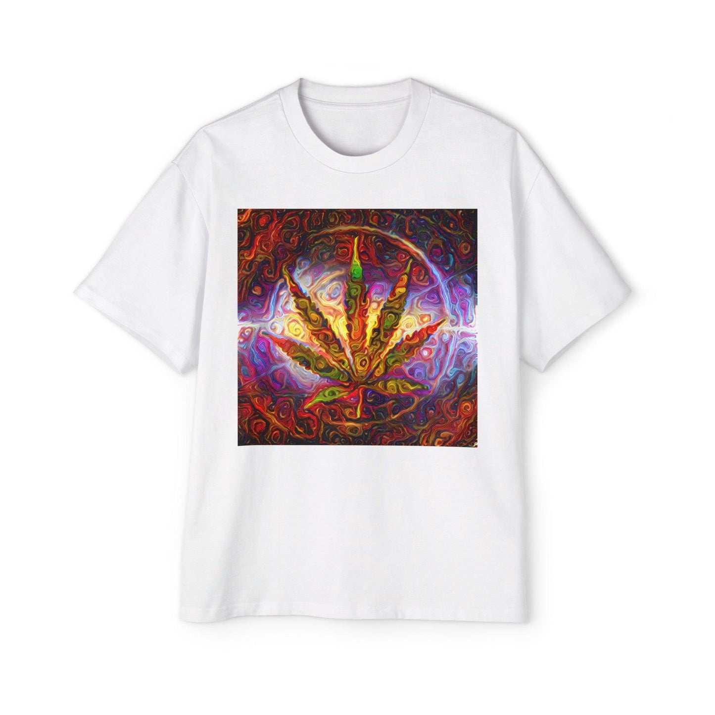 Psychedelic Pot Leaf Men's Heavy Oversized Tee - Lizard Vigilante