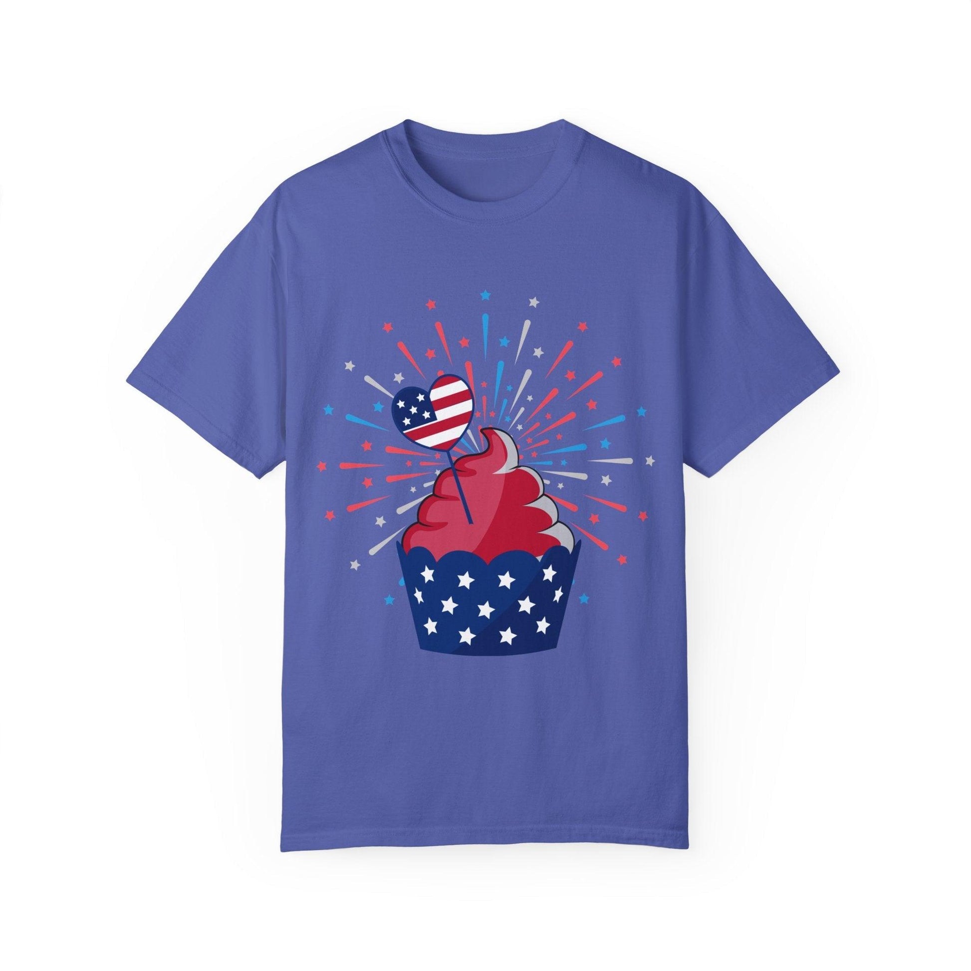 July 4th Cupcake Unisex Garment-Dyed T-shirt - Lizard Vigilante