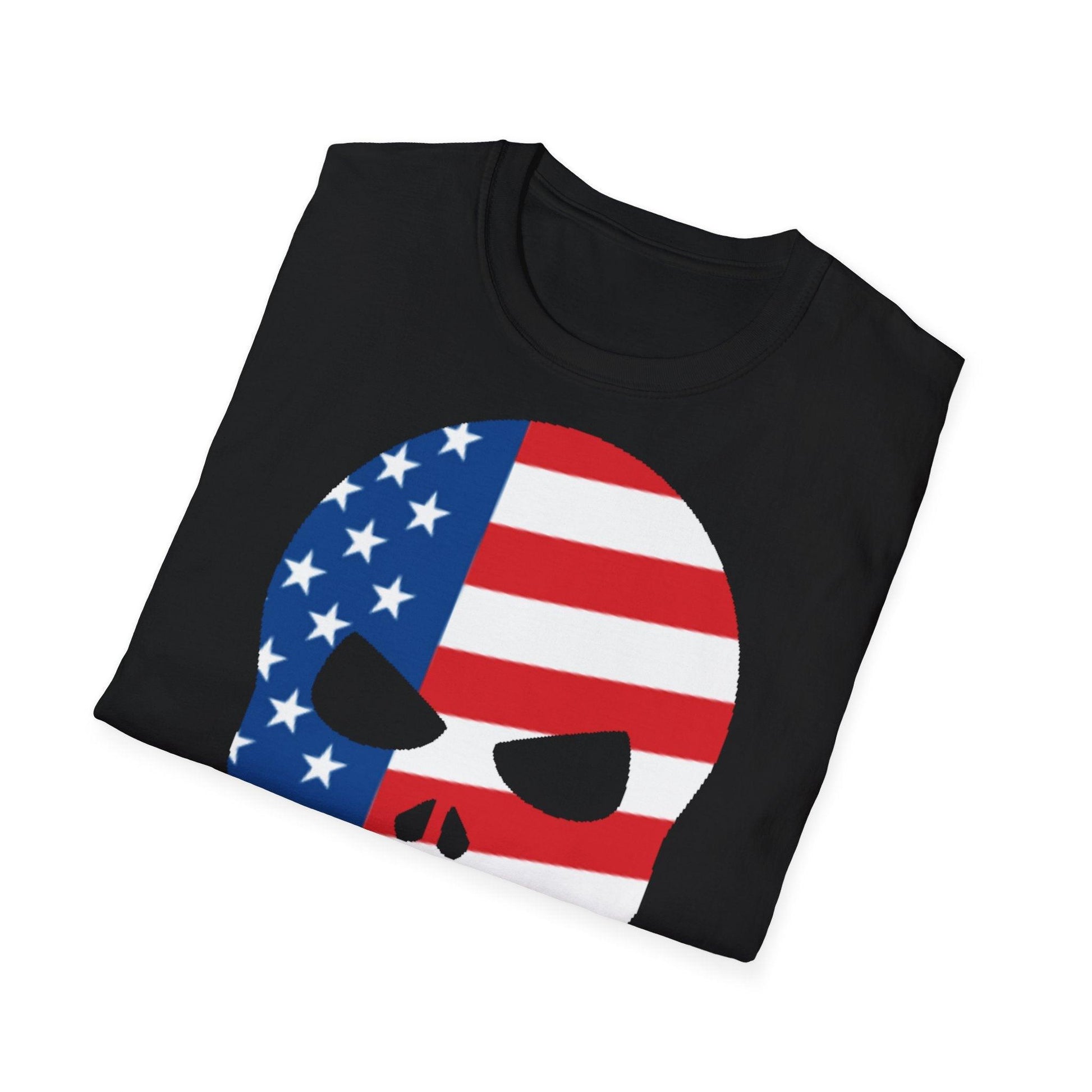 Skull American Flag Graphic Unisex Softstyle T-Shirt - Lizard Vigilante