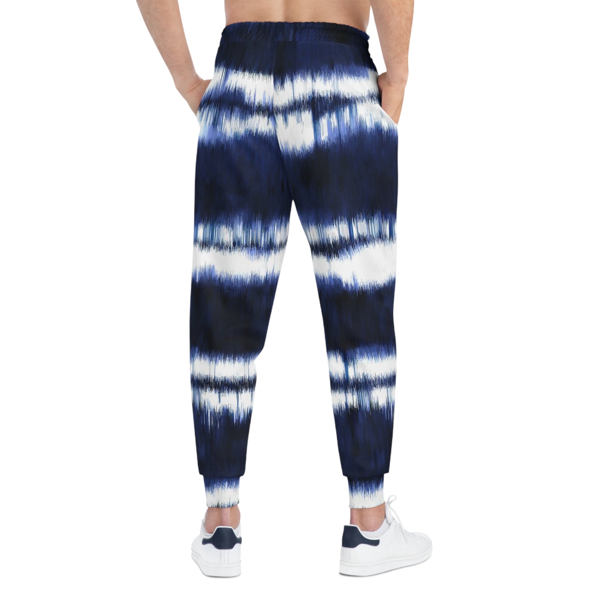 White Lines on Blue Athletic Joggers (AOP) - Lizard Vigilante