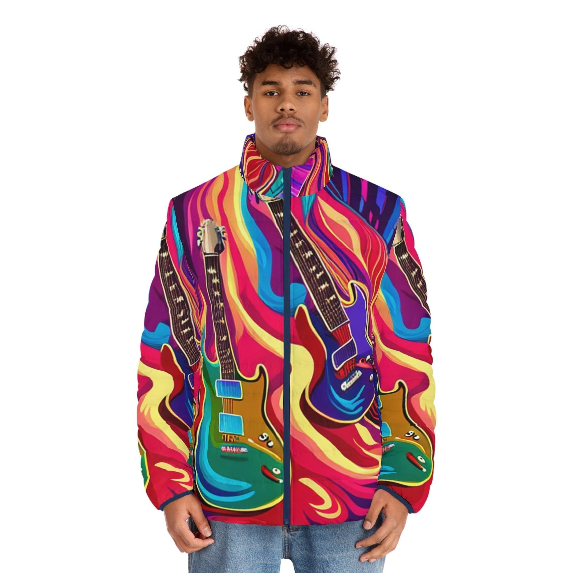 Psychedelic Things Men's Puffer Jacket - Lizard Vigilante