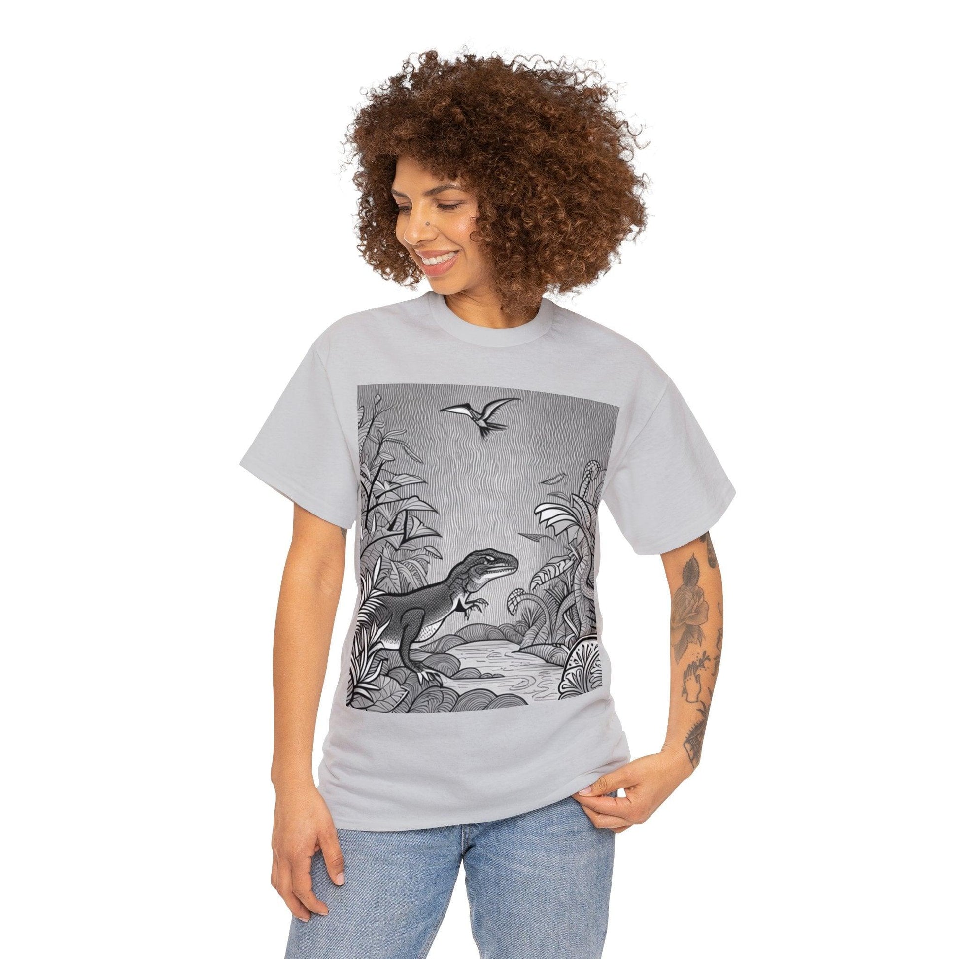 Prehistory Scene Unisex Heavy Cotton Tee - Lizard Vigilante