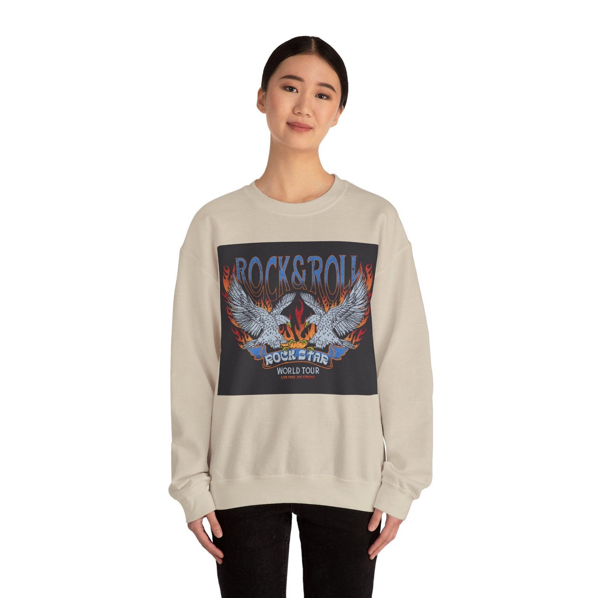 Rock & Roll Rock Star Unisex Heavy Blend™ Crewneck Sweatshirt - Premium Sweatshirt from Printify - Just $37.64! Shop now at Lizard Vigilante