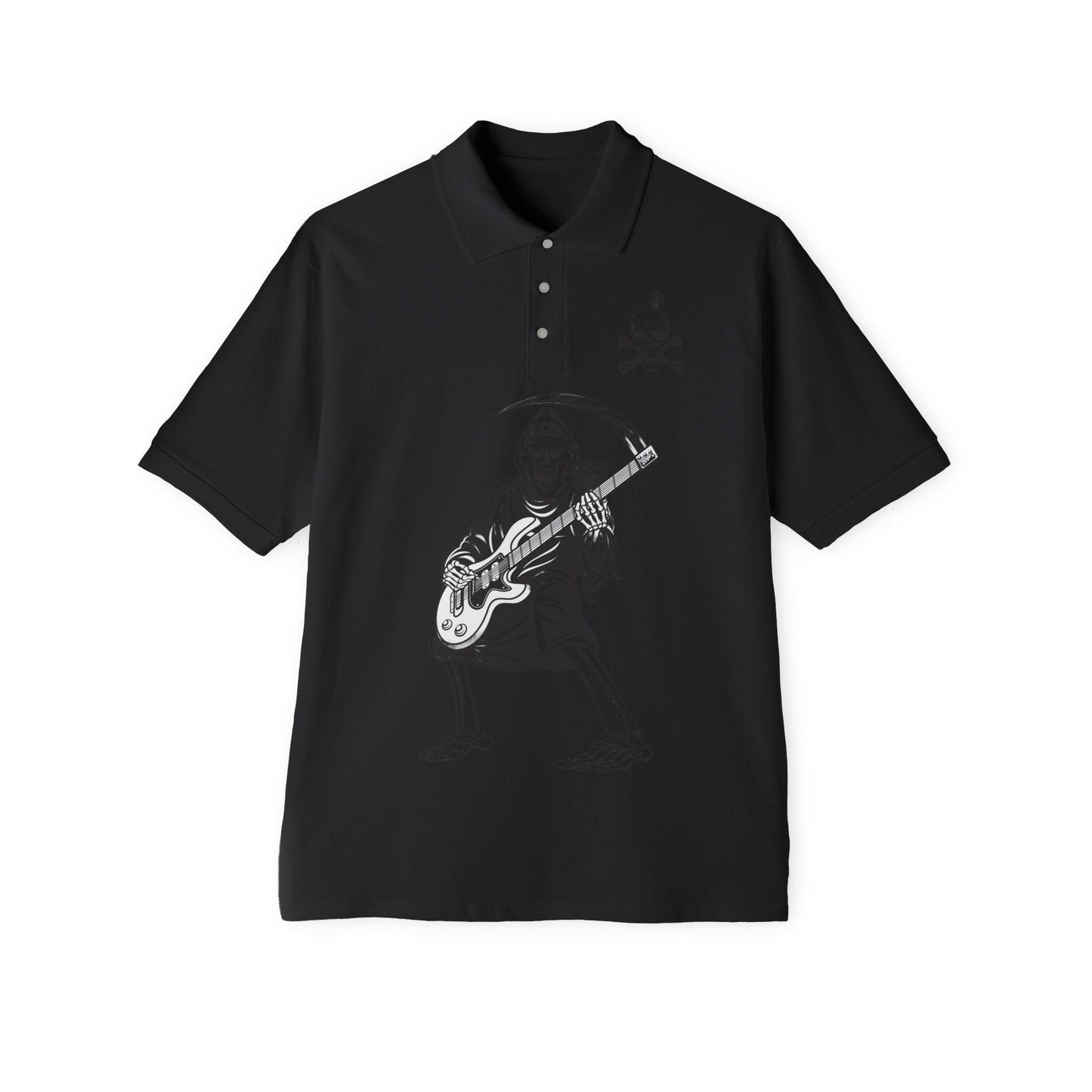 Skeleton Skull Guitars Men's Piqué Polo - Premium T-Shirt from Printify - Just $52.72! Shop now at Lizard Vigilante