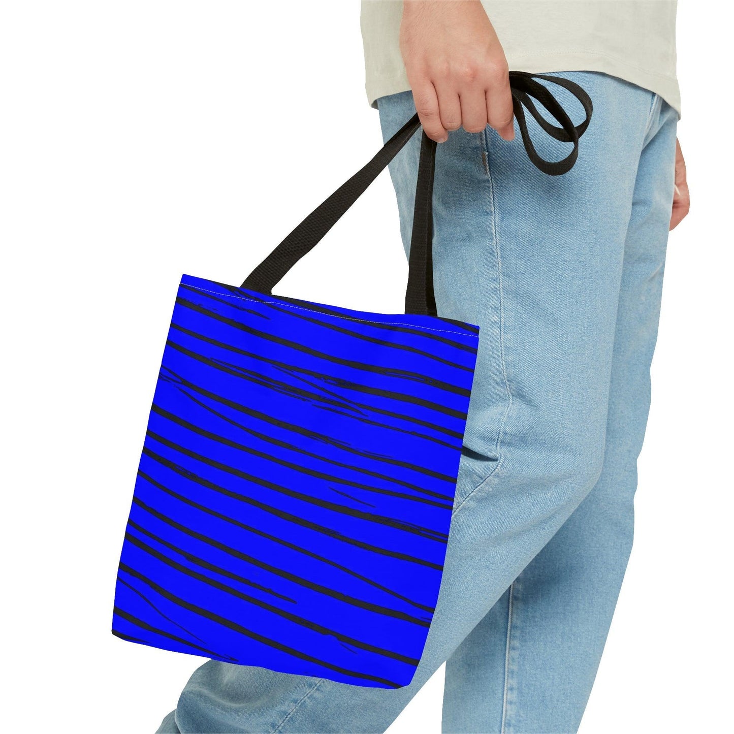 Black & Blue Strips Tote Bag - Lizard Vigilante