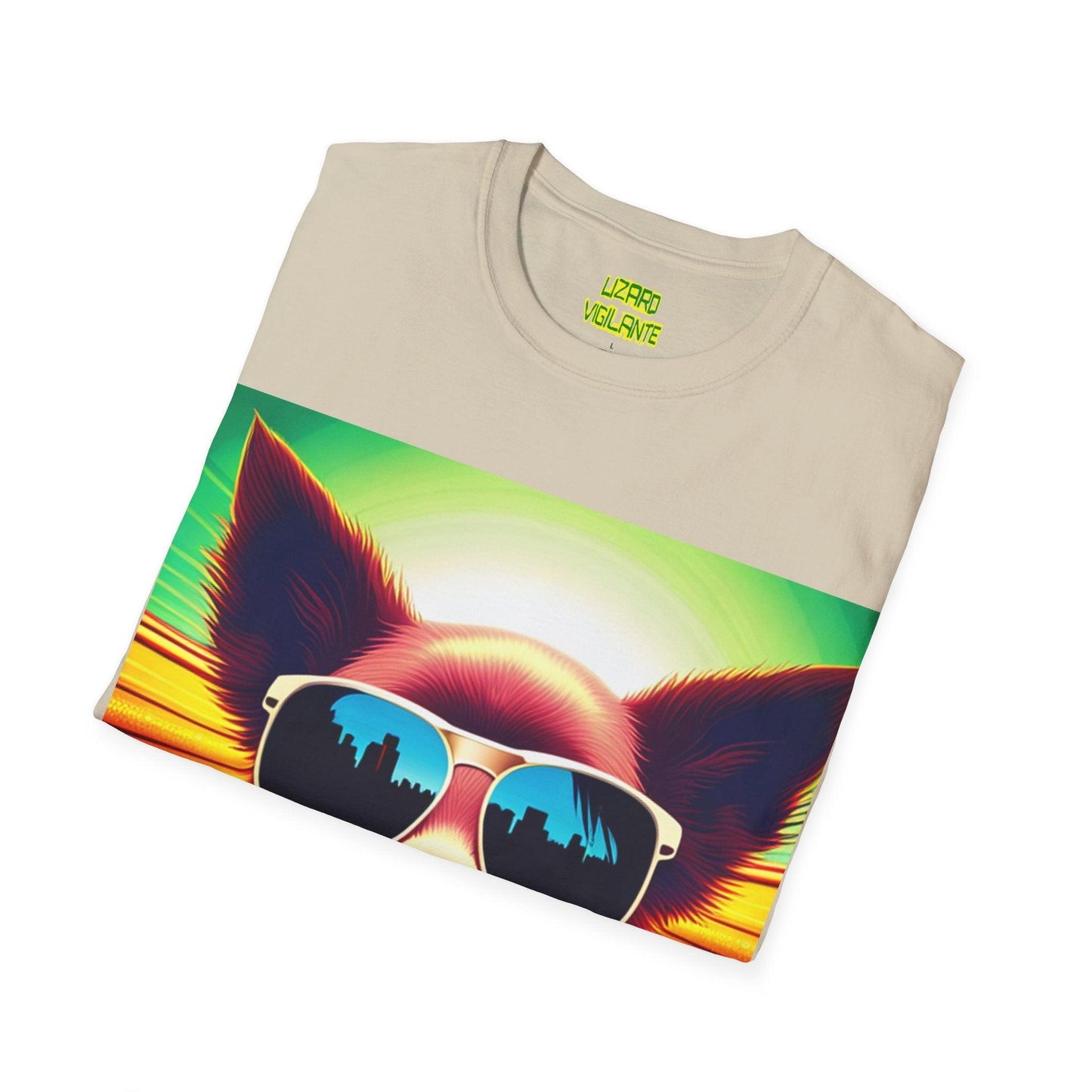 Puppy With Shades Trippy Unisex Softstyle Psychedelic T-Shirt - Lizard Vigilante