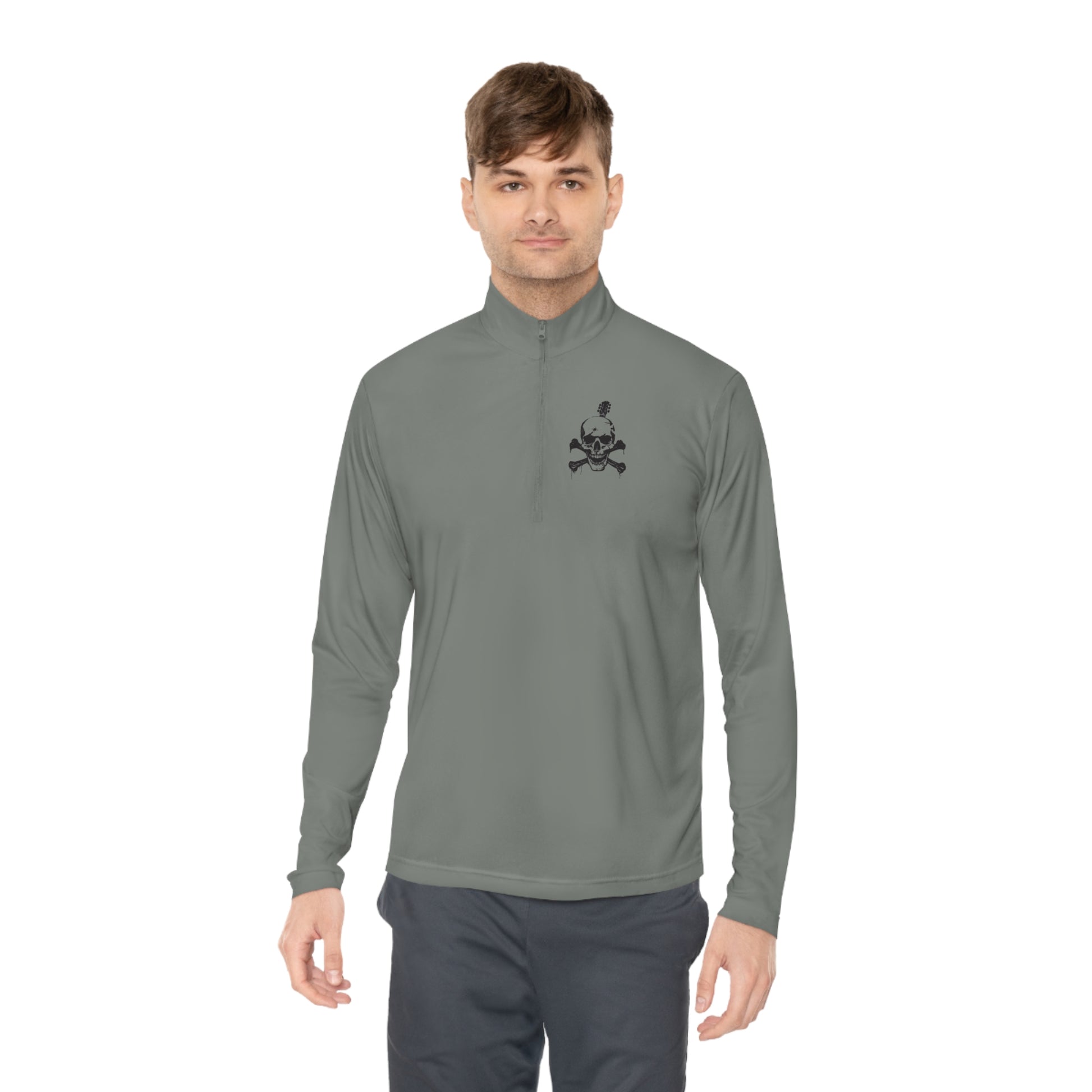 Guitar Skull Cross Bones Unisex Quarter-Zip Pullover - Premium Long-sleeve from Printify - Just $43.42! Shop now at Lizard Vigilante