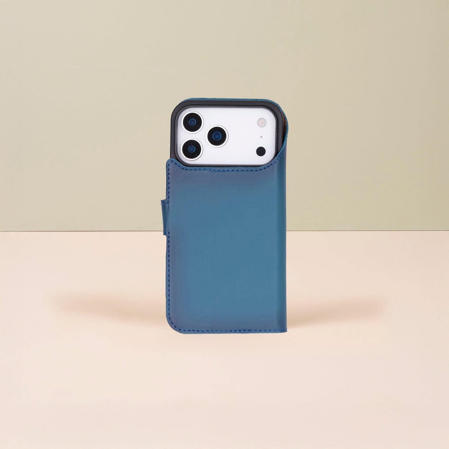 Leather iPhone 17 Pro Max Wallet Case – Blue - Austin