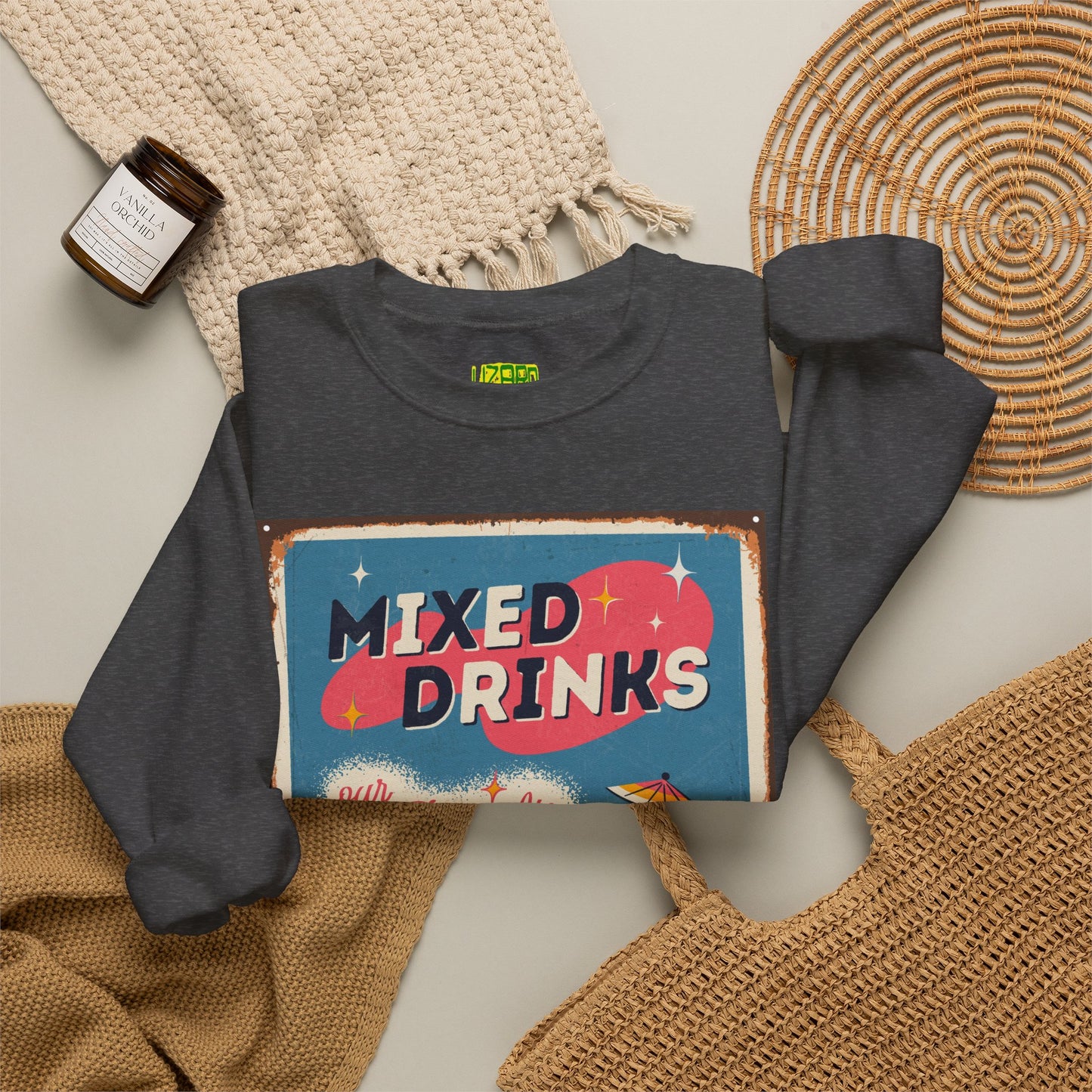 Mixed Drinks Crewneck Sweatshirt — Retro Cocktail Graphic Pullover
