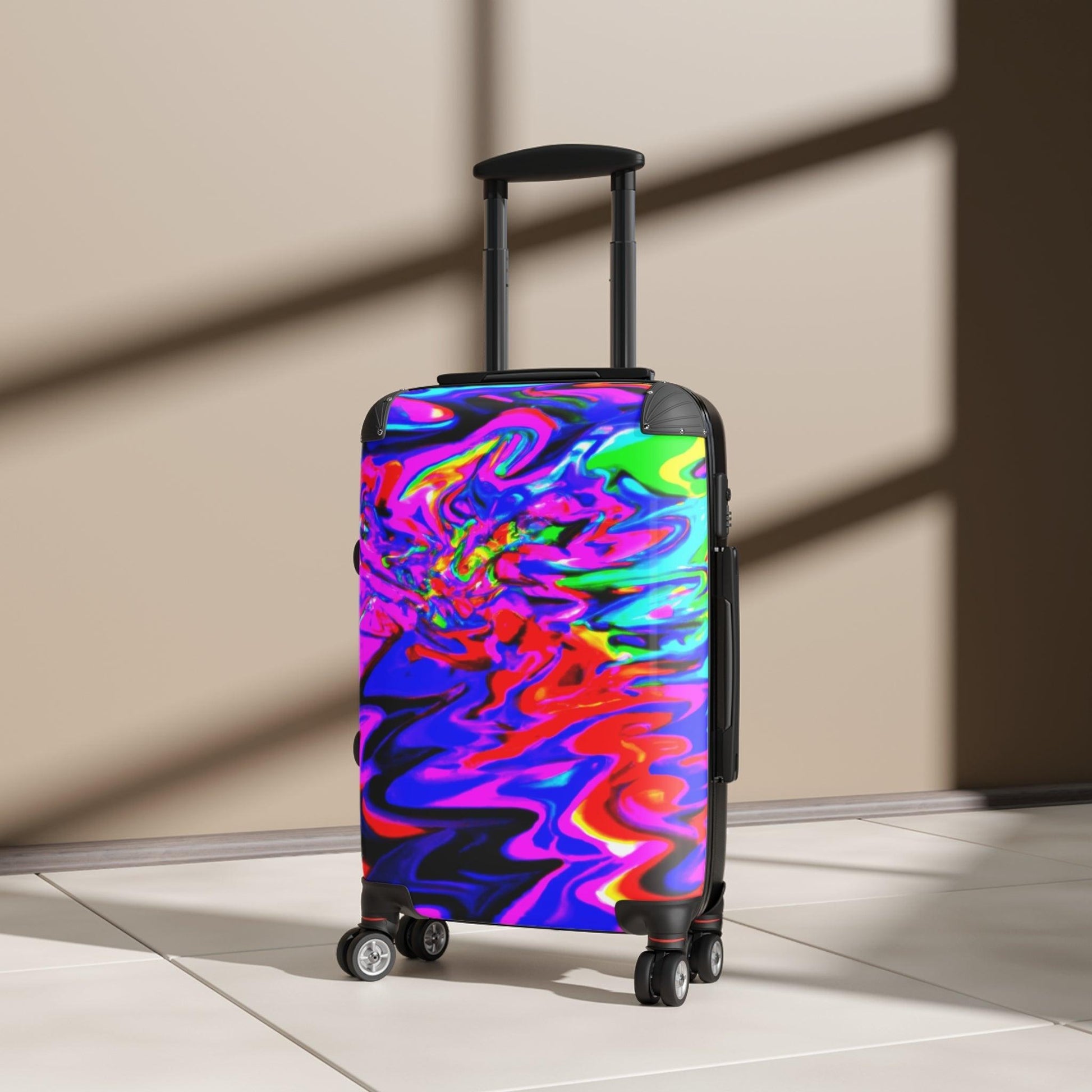 Lizard Vigilante Squiggly Colors Travel Suitcase – 360° Wheel Swivels, Adjustable Handle, Built-in Lock – Available in Small, Medium, and Large - Premium Bags from Printify - Just $219.99! Shop now at Lizard Vigilante