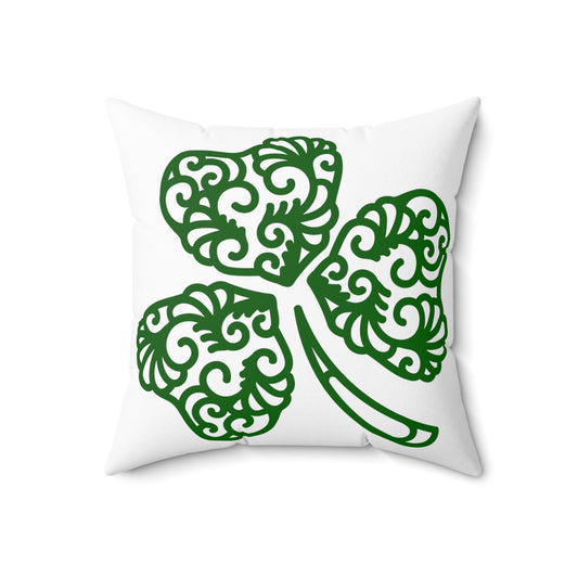 Irish Clover St. Patrick's Day Spun Polyester Square Pillow - Lizard Vigilante