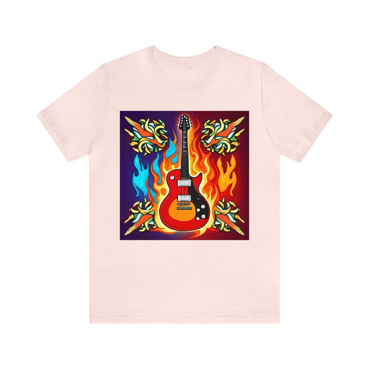 Flaming Axe Unisex Jersey Short Sleeve Tee Shirt Electric Guitar On Fire XS-3X - Lizard Vigilante