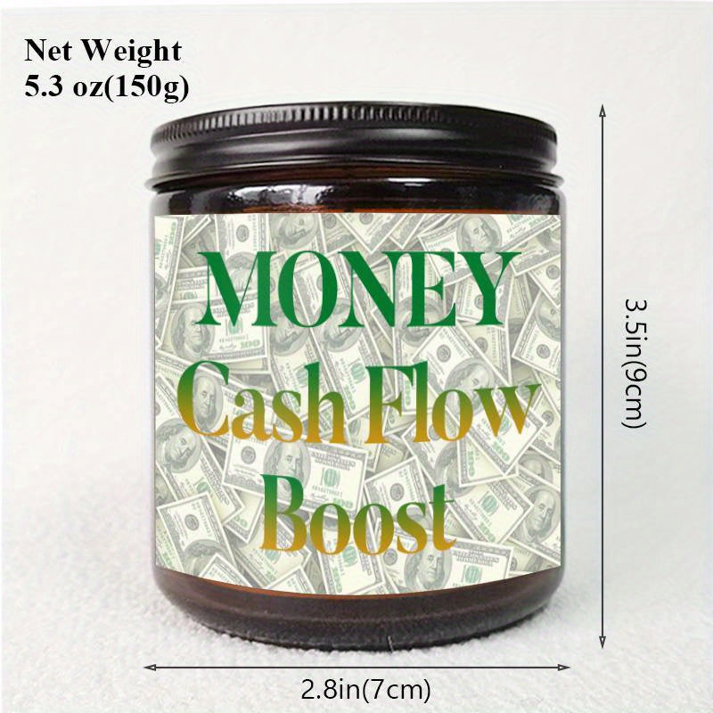1pc 5. 3Oz Money Cash Flow Boost Scented Candle Soybean Wax Gift Idea For Women Men Adult Bestie Coworker Husband Wife Him Her Son Daughter Dad Mum Sister Brother Family On Birthday Xmas New Year Funny Unique Essential Home D