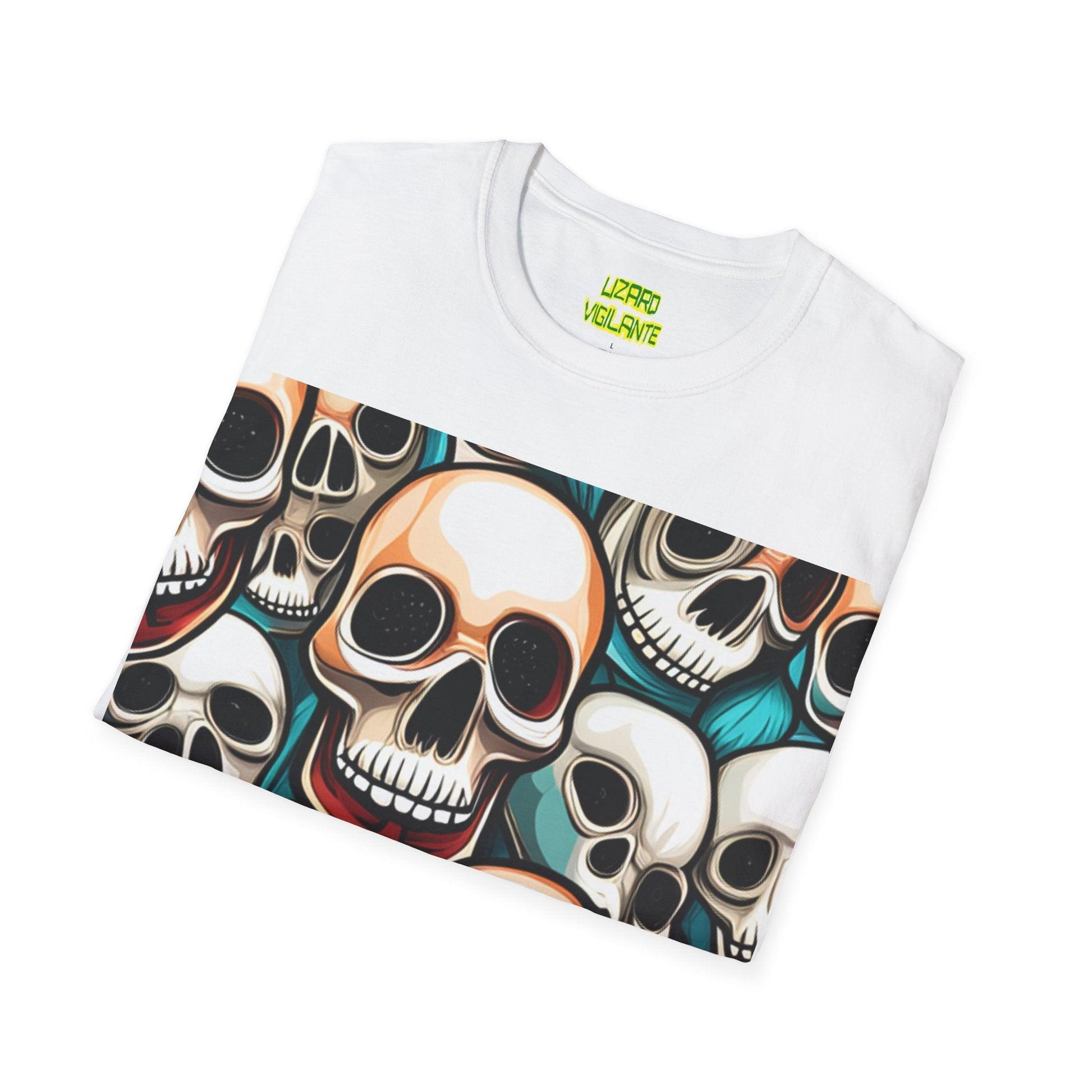 Shiny Happy Skulls Unisex Softstyle T-Shirt - Lizard Vigilante