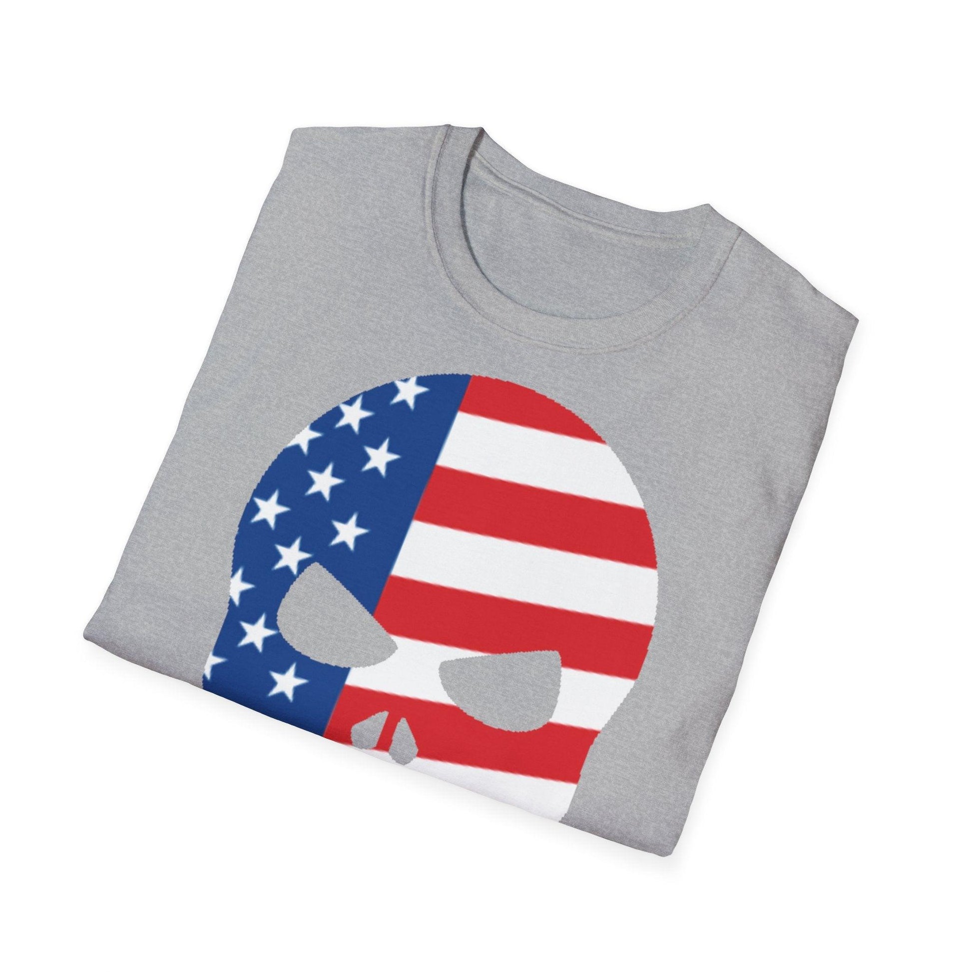 Skull American Flag Graphic Unisex Softstyle T-Shirt - Lizard Vigilante