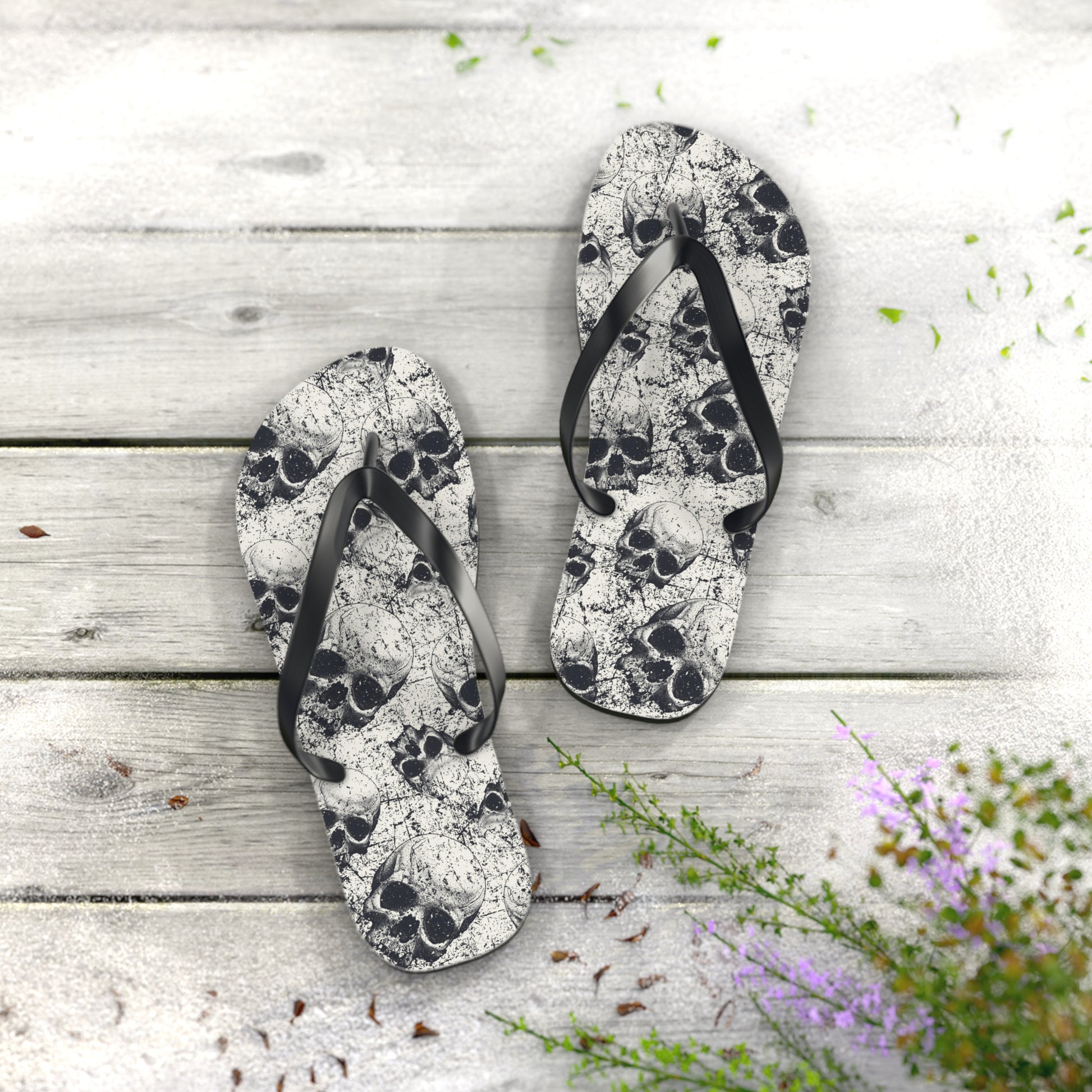 Ancient Skulls Flip Flops - Premium Shoes from Printify - Just $27.99! Shop now at Lizard Vigilante