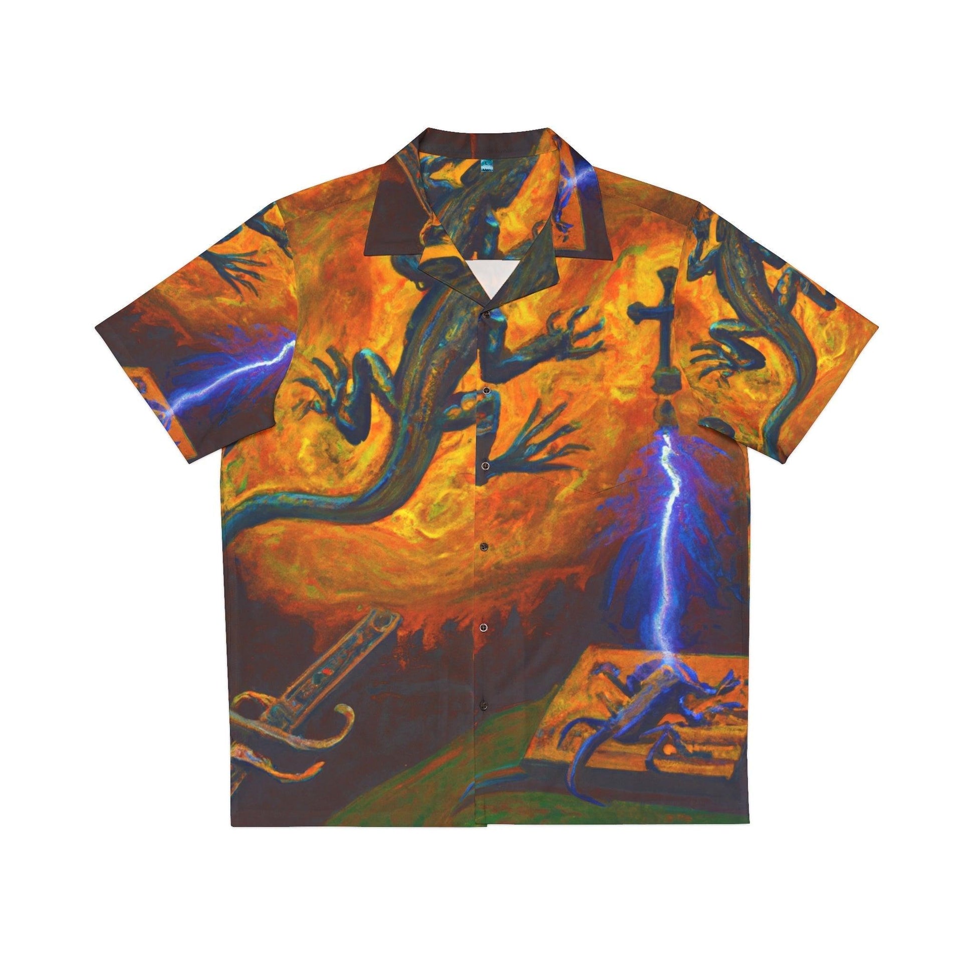 Electrified Lizard Cross Men's Hawaiian Shirt - Lizard Vigilante