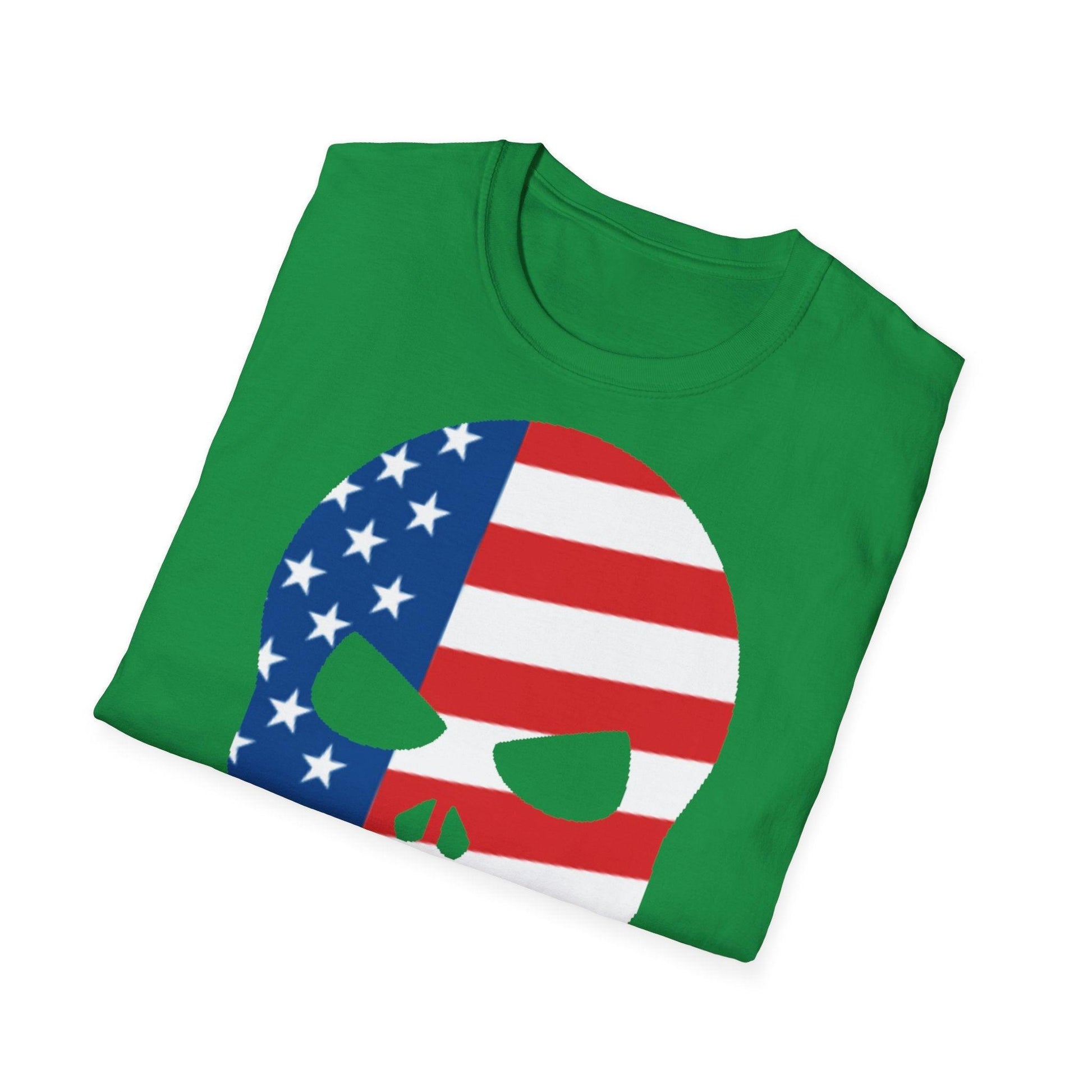 Skull American Flag Graphic Unisex Softstyle T-Shirt - Lizard Vigilante