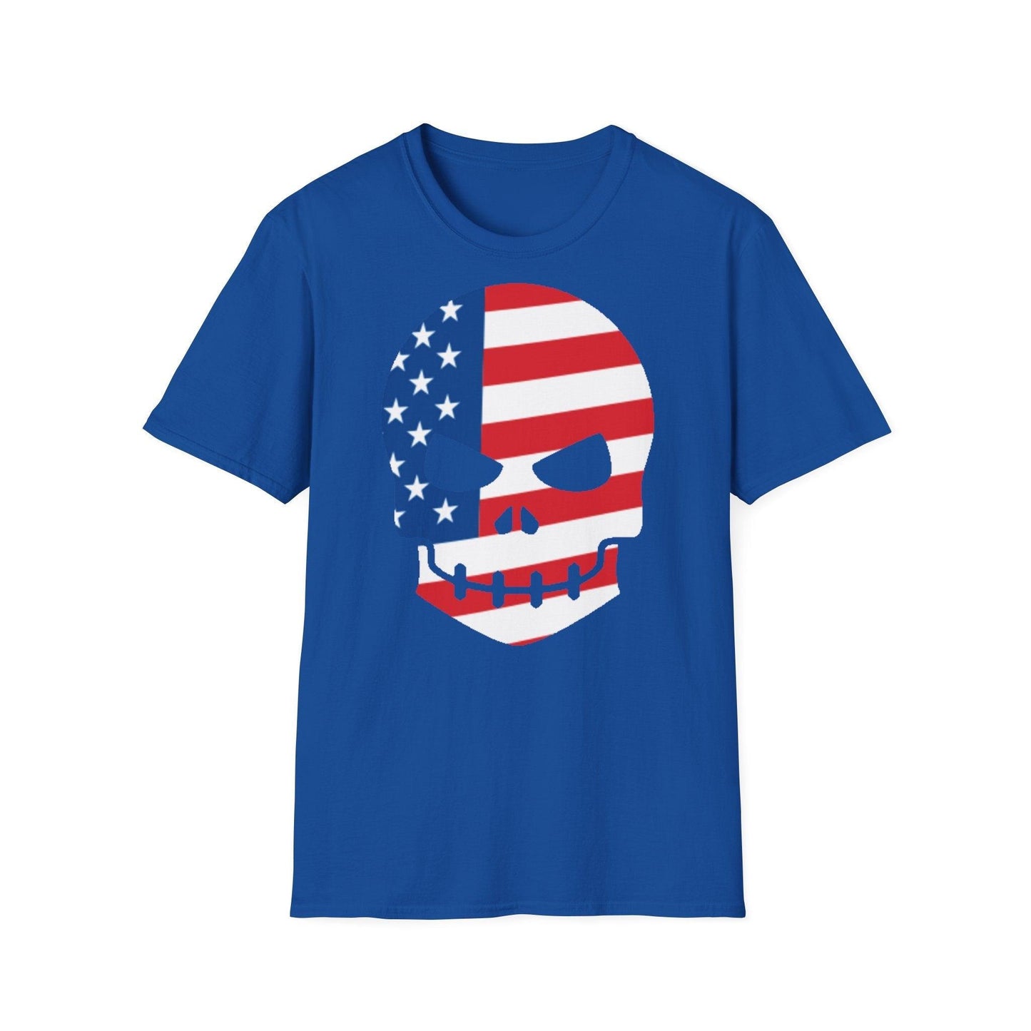 Skull American Flag Graphic Unisex Softstyle T-Shirt - Lizard Vigilante