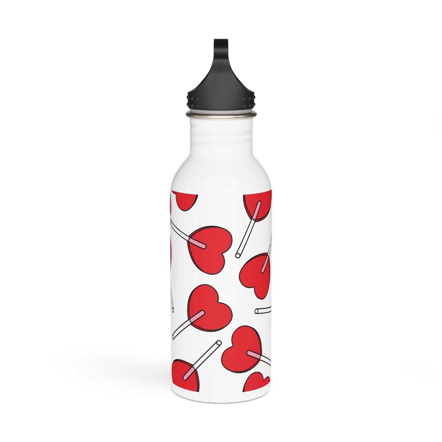 Heart Lollipops Valentine’s Day Stainless Steel Water Bottle - Lizard Vigilante