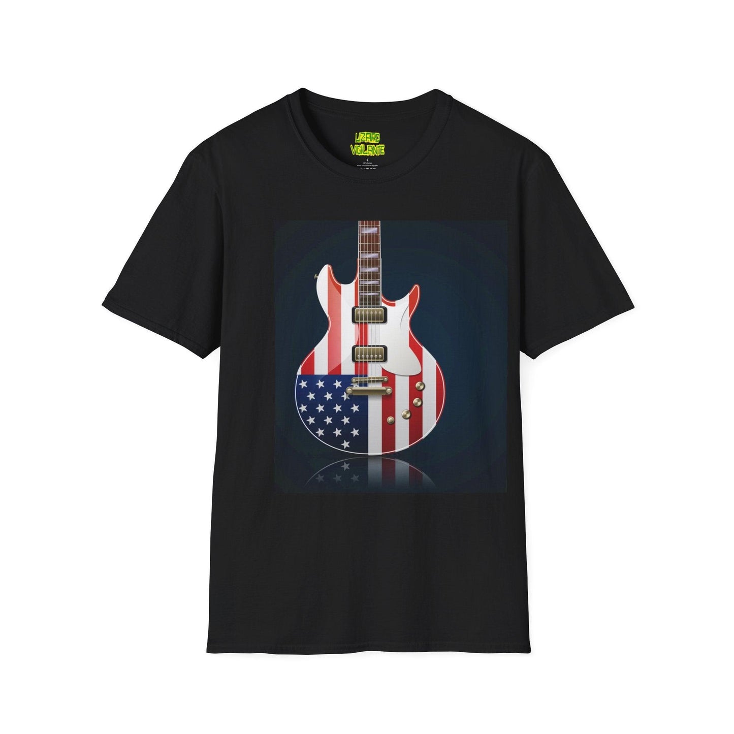 US Flag Electric Guitar Unisex Softstyle T-Shirt - Lizard Vigilante