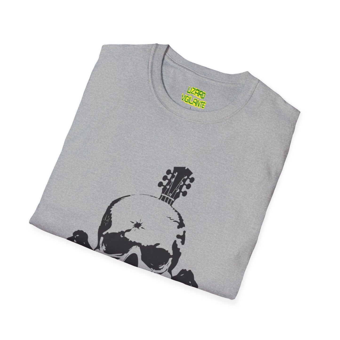 Guitar Skull Cross Bones Unisex Softstyle T-Shirt - Premium T-Shirt from Printify - Just $26.38! Shop now at Lizard Vigilante