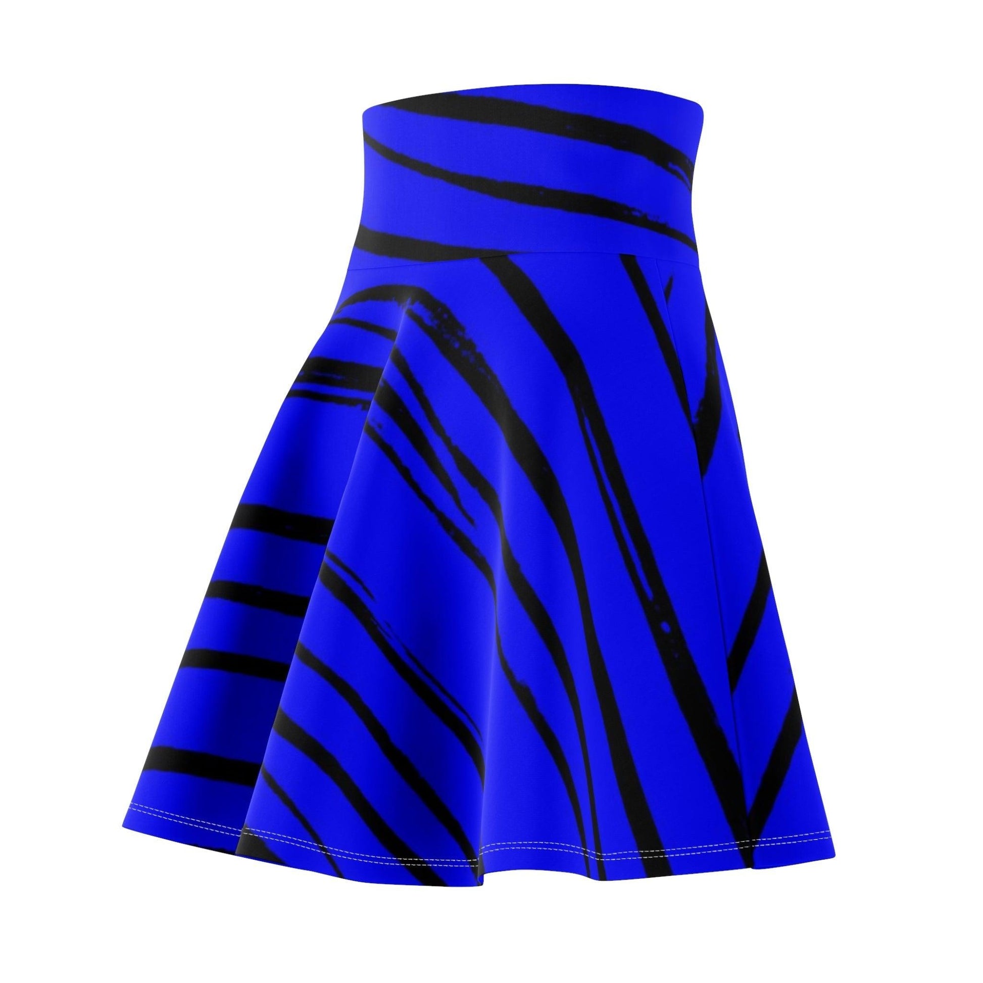 Black & Blue Strips Women's Skater Skirt - Lizard Vigilante