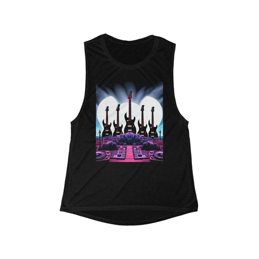 Guitar Might Women's Flowy Scoop Muscle Tank - Lizard Vigilante