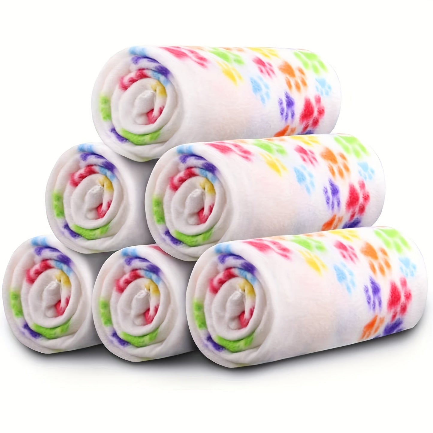 6-Pack of Warm Paw Print Dog Blanket Bed Covers to Keep Your Furry Pets Cozy!