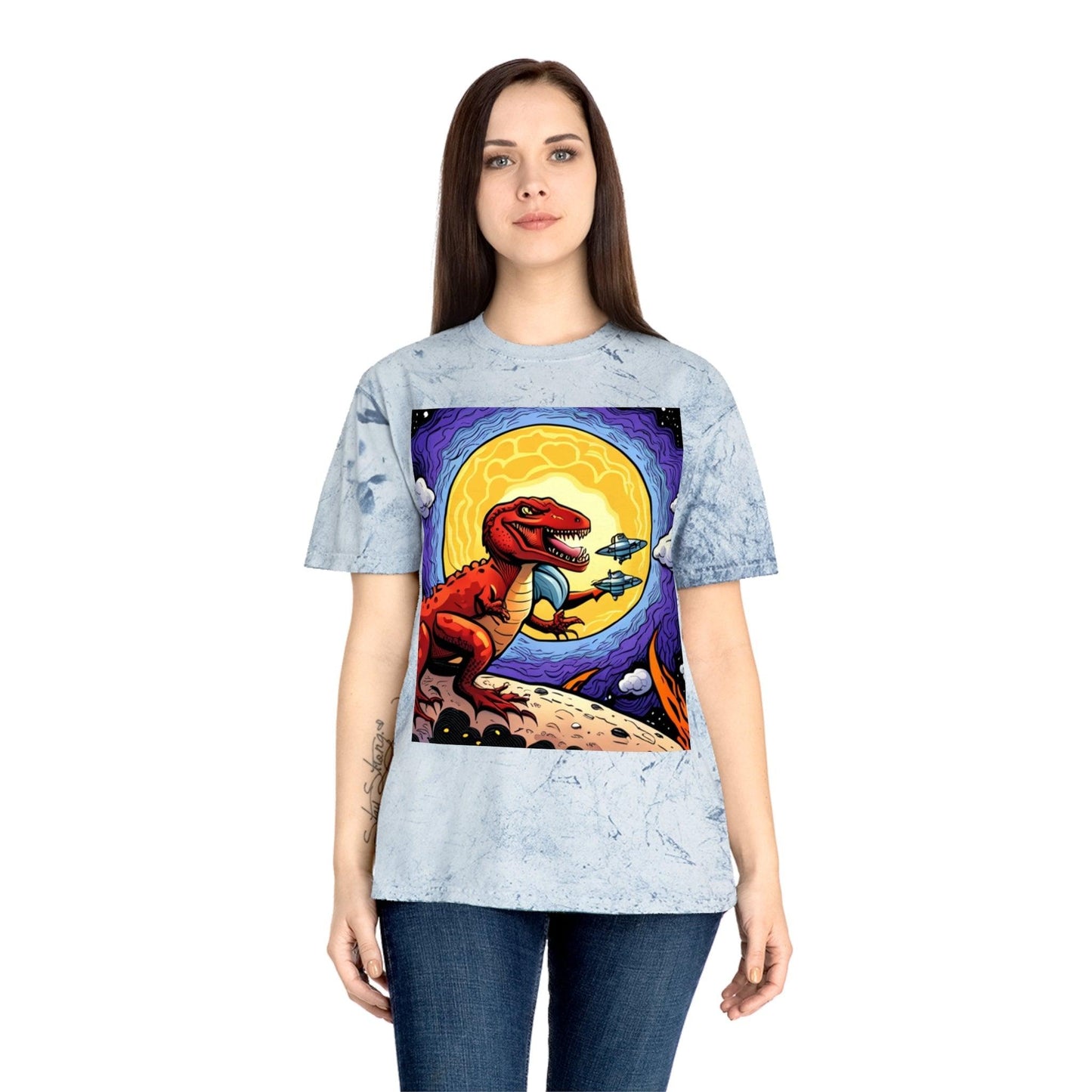 Space Lizard Vigilante Unisex Color Blast T-Shirt Dinosaur Tee - Lizard Vigilante